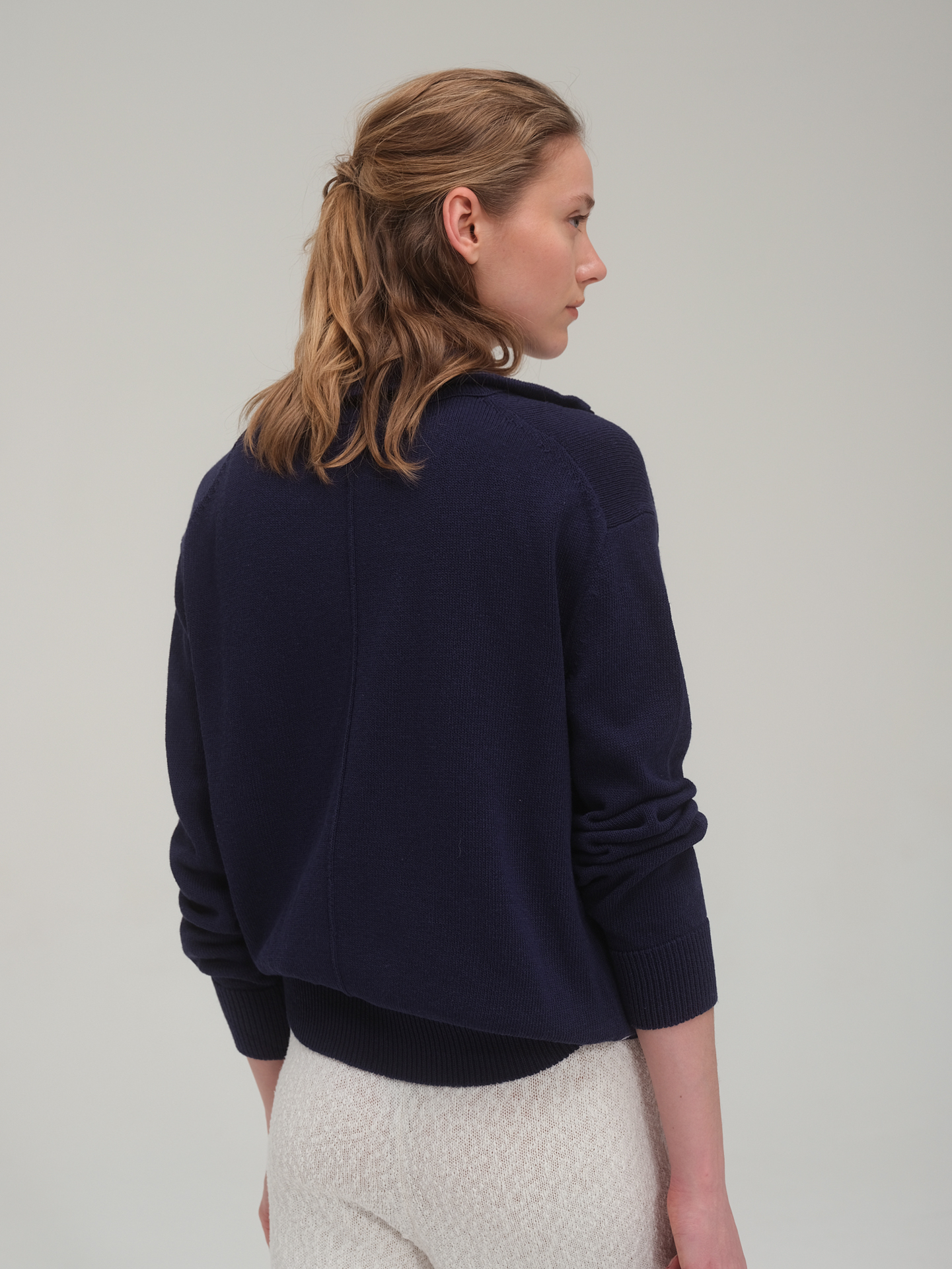Half zip sweater and tank top set_Navy