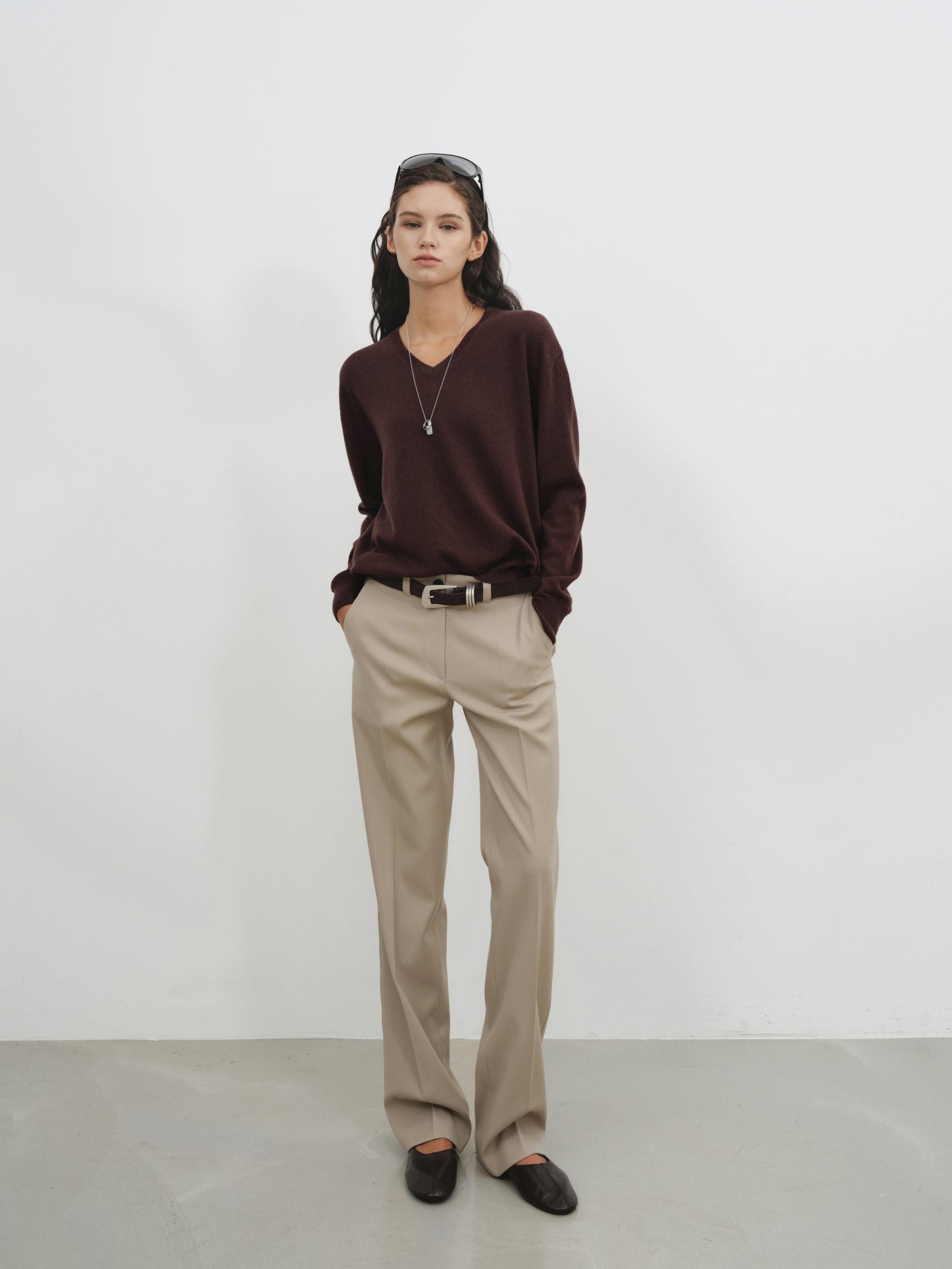 Standard V Neck Sweater in cashmere & wool_4 colors