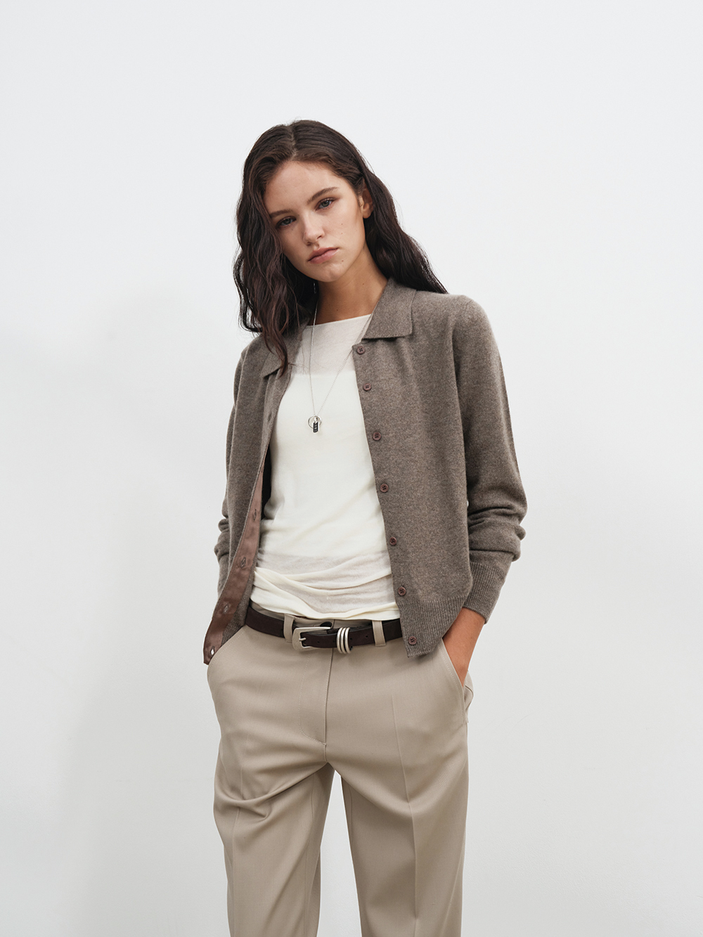 100% Pure Cashmere Shirt Cardigan_4 Colors