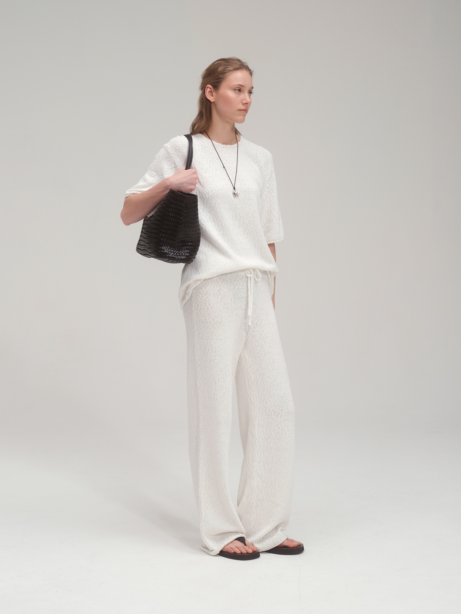 Cotton Summer Boucle Knit Set Up_White