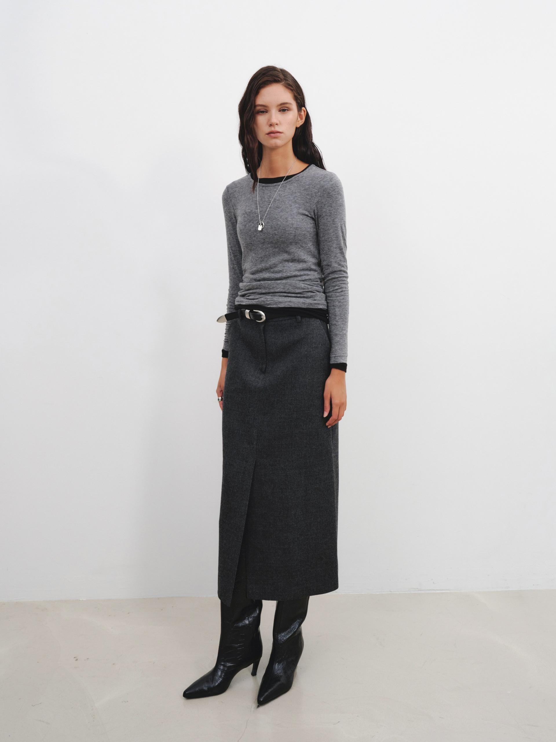 Cashmere Touch Long Sleeve T shirt_Cream