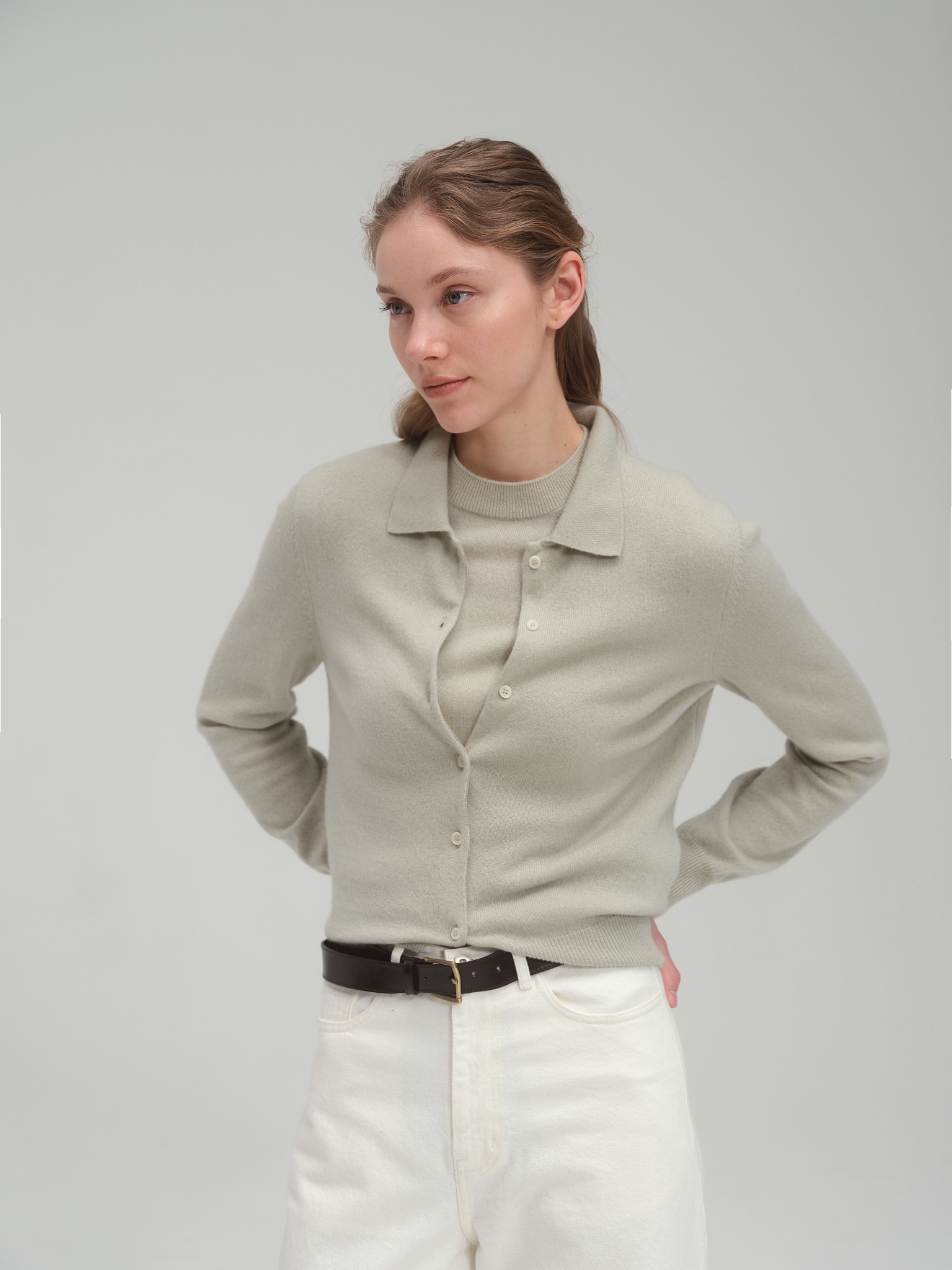 100% Pure Cashmere Shirt Cardigan_3 Colors