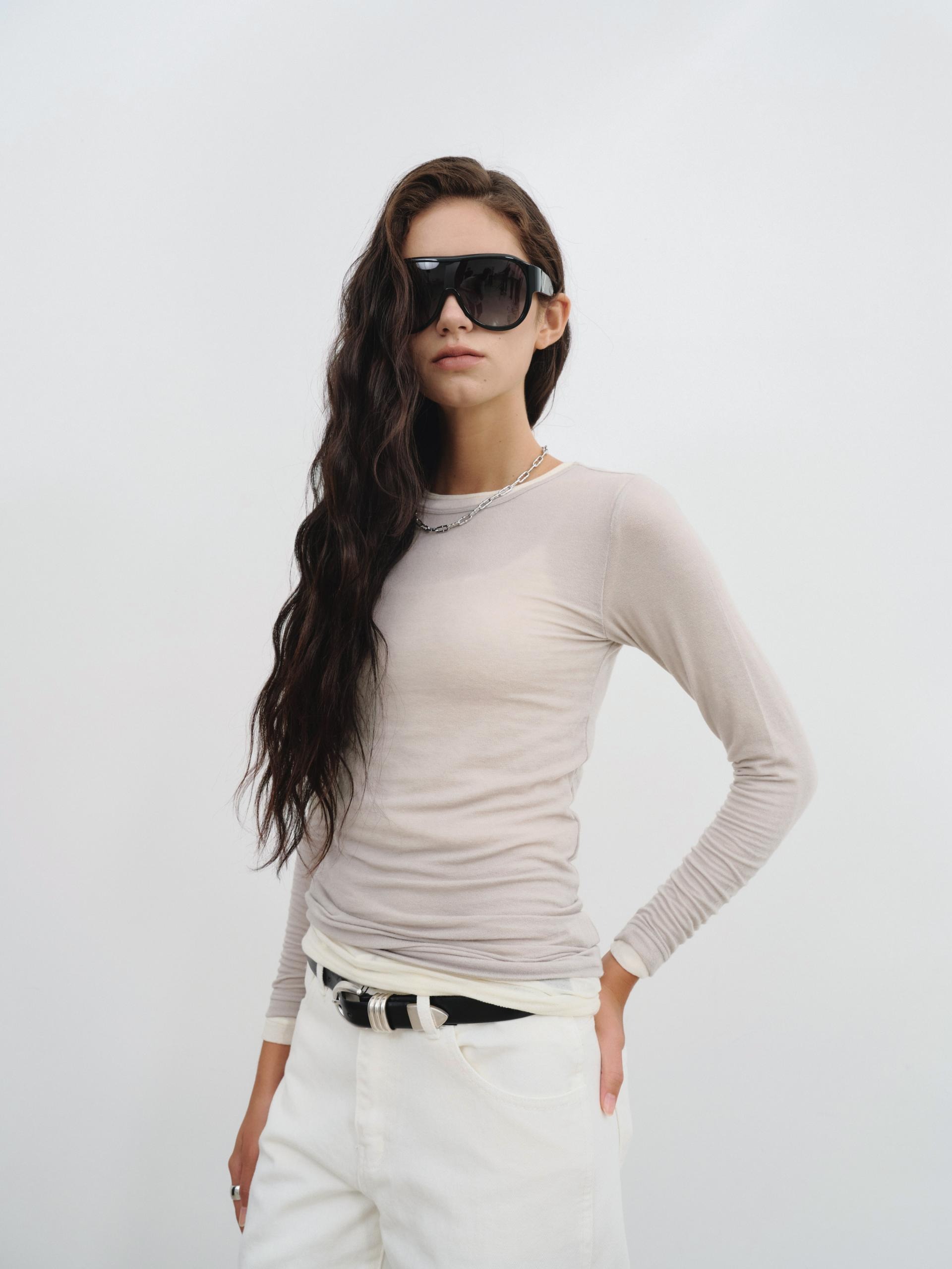 Cashmere Touch Long Sleeve T shirt_Cream