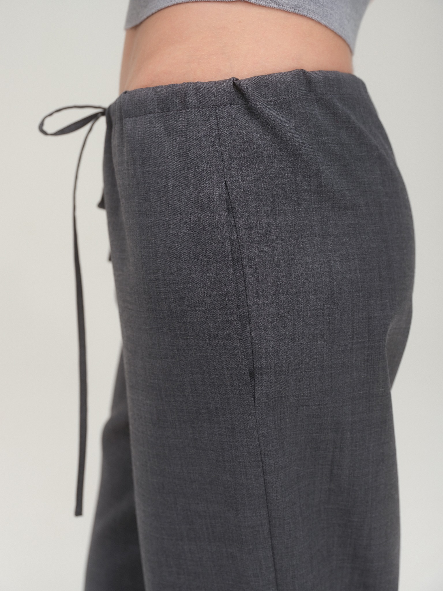 Wide Fit String Trouser in Summer Wool