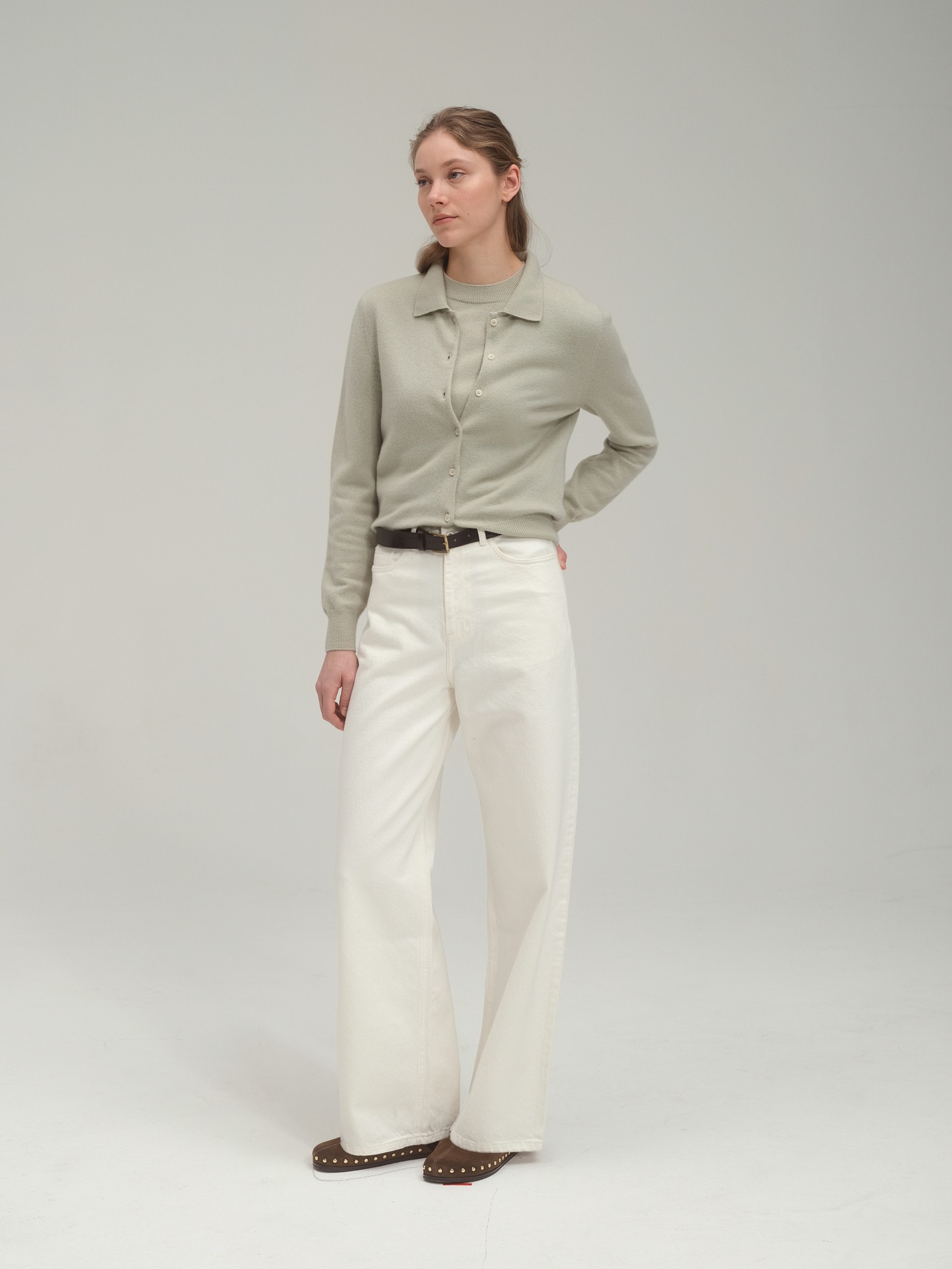 100% Pure Cashmere Shirt Cardigan_3 Colors
