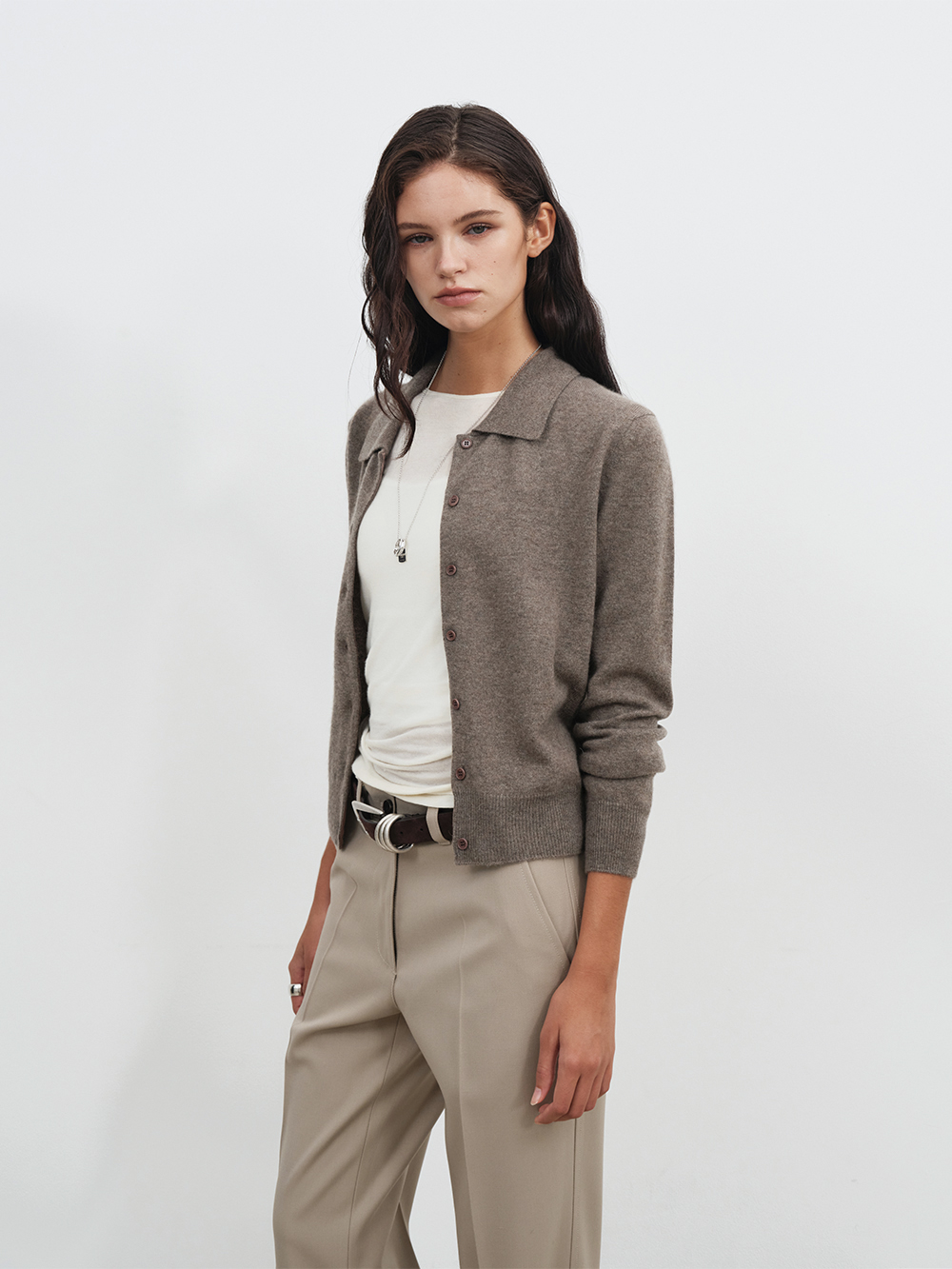 100% Pure Cashmere Shirt Cardigan_4 Colors