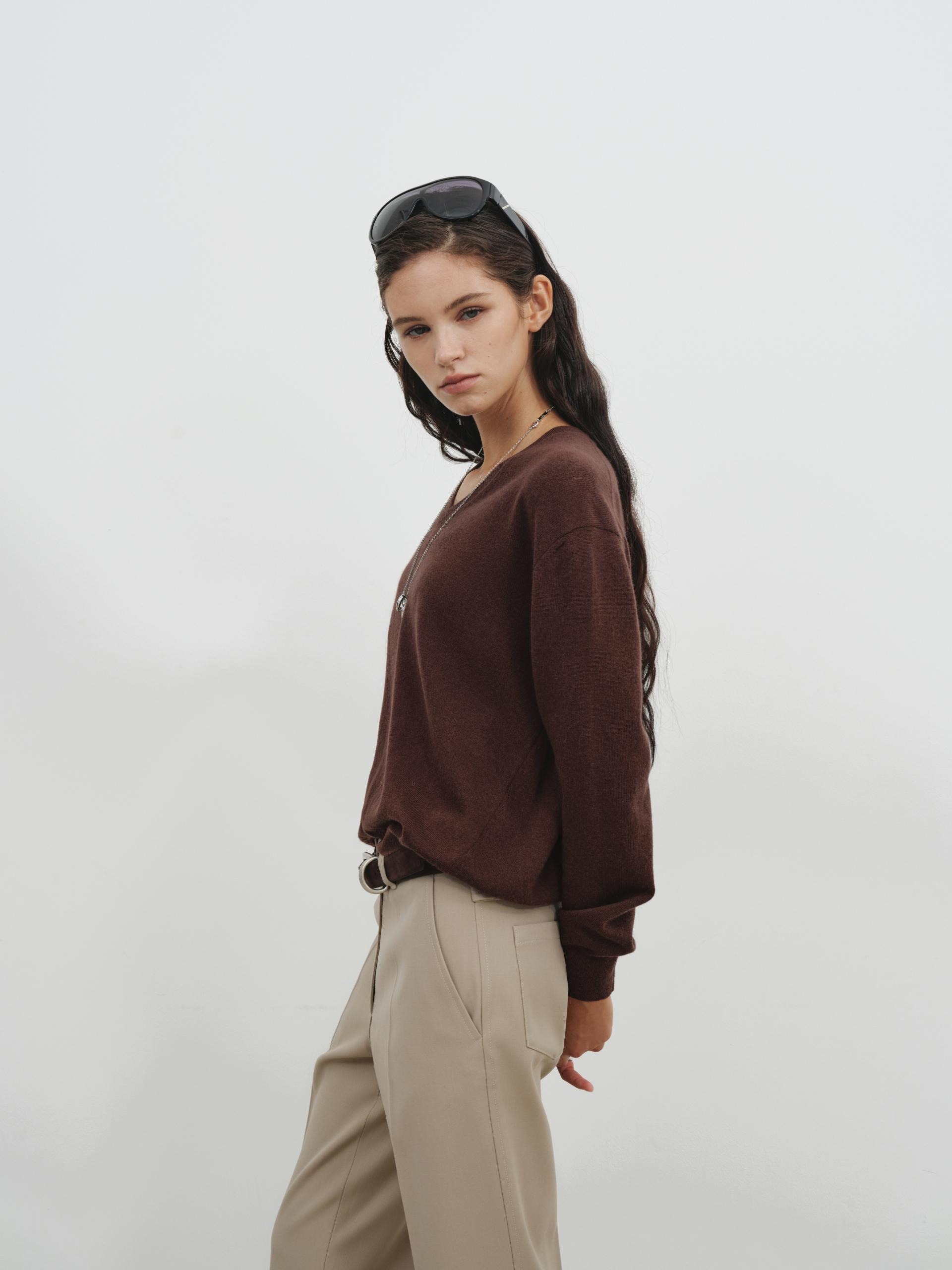 Standard V Neck Sweater in cashmere & wool_4 colors