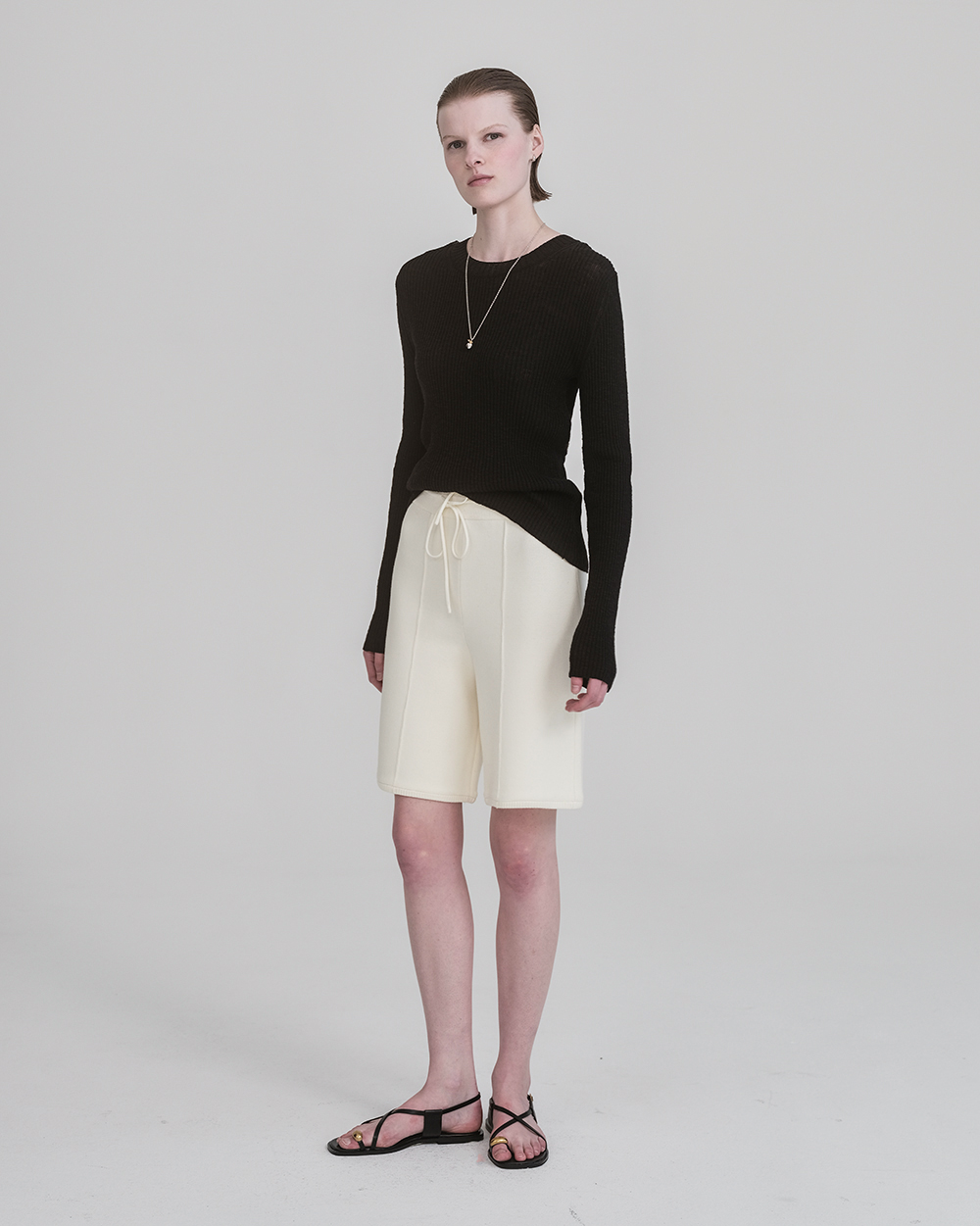 [3rd] Ribbed Summer Sweater in Cotton & Linen_Black