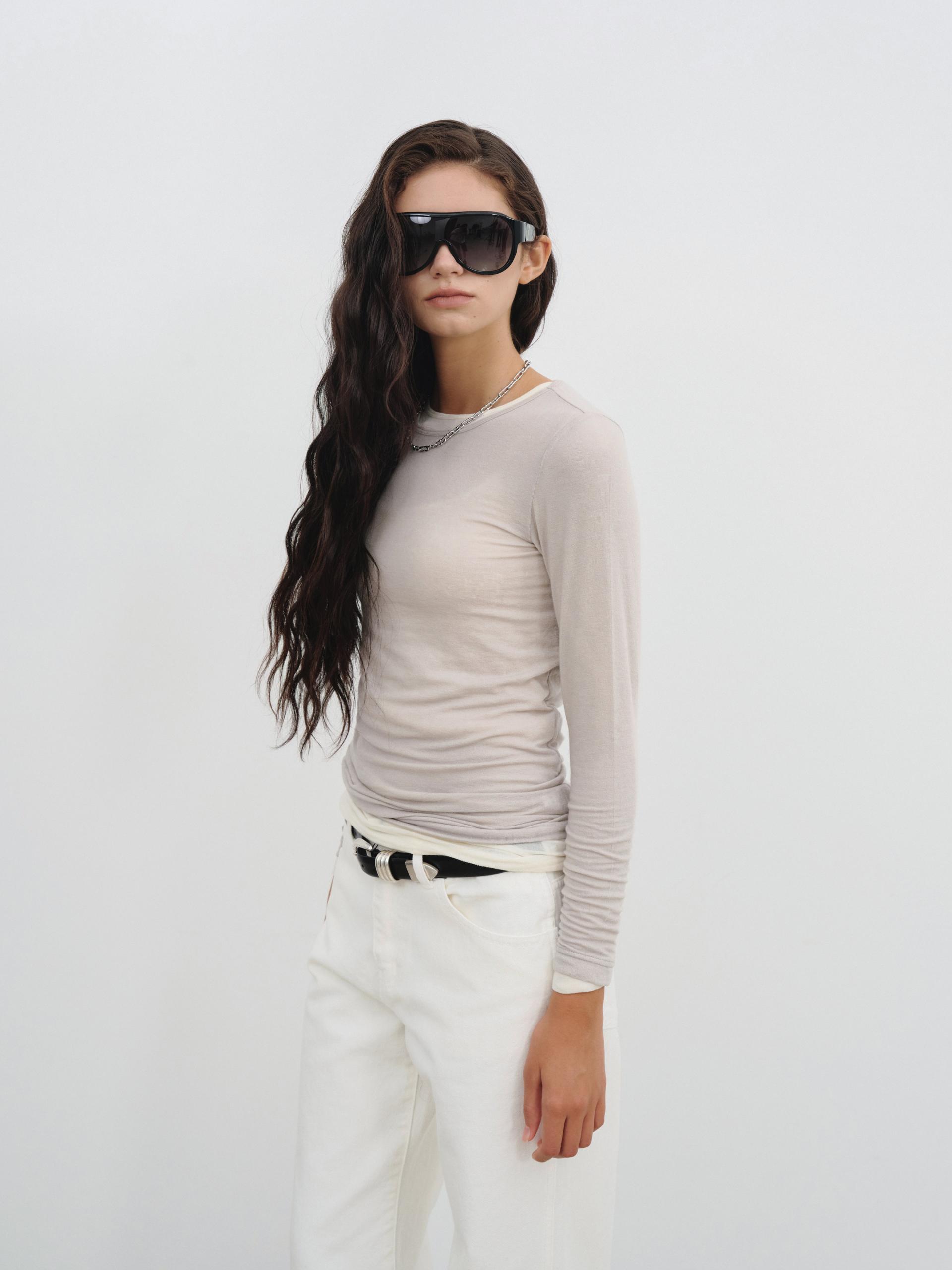 Cashmere Touch Long Sleeve T shirt_Cream