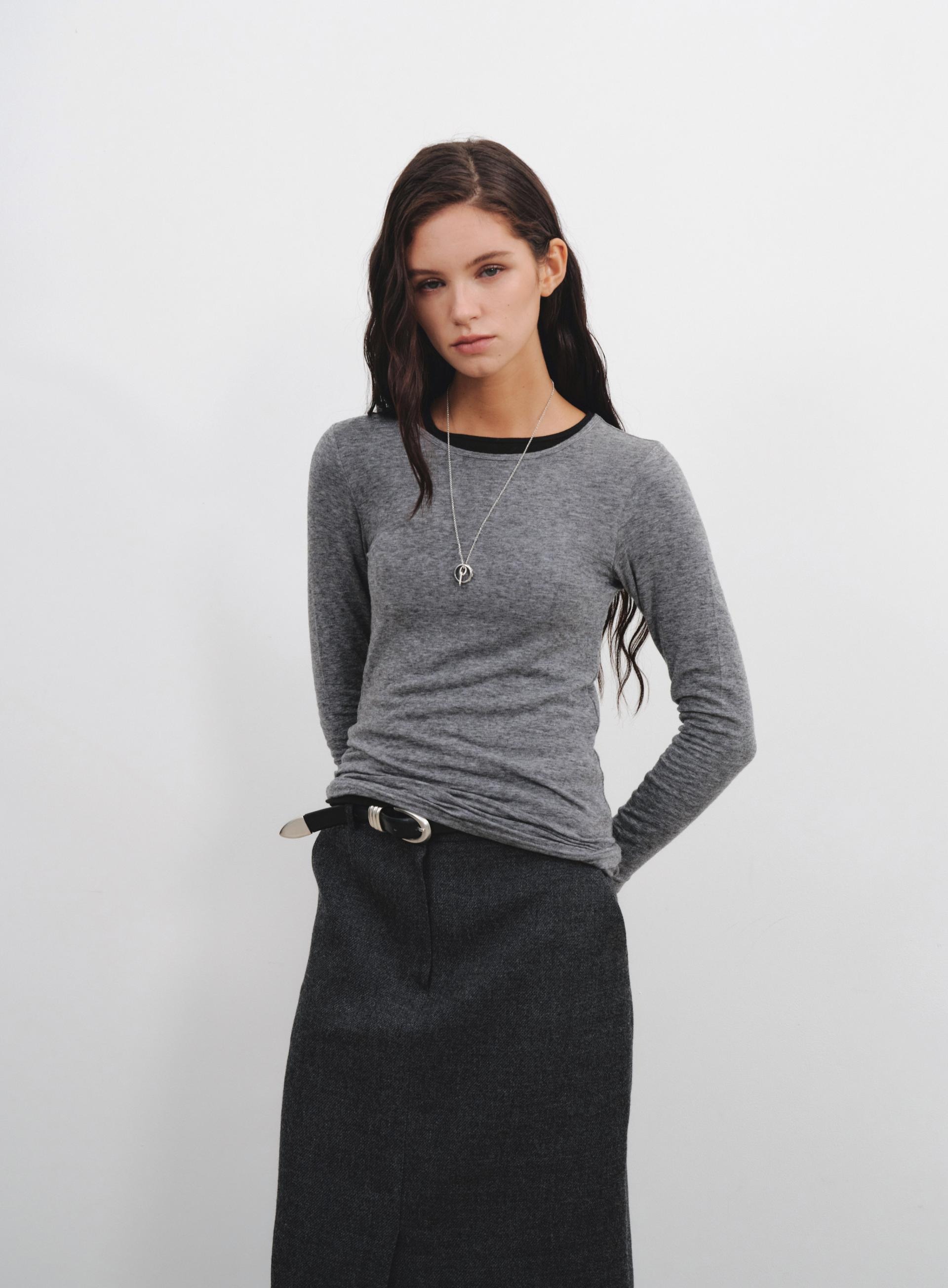 Cashmere Touch Long Sleeve T shirt_Cream