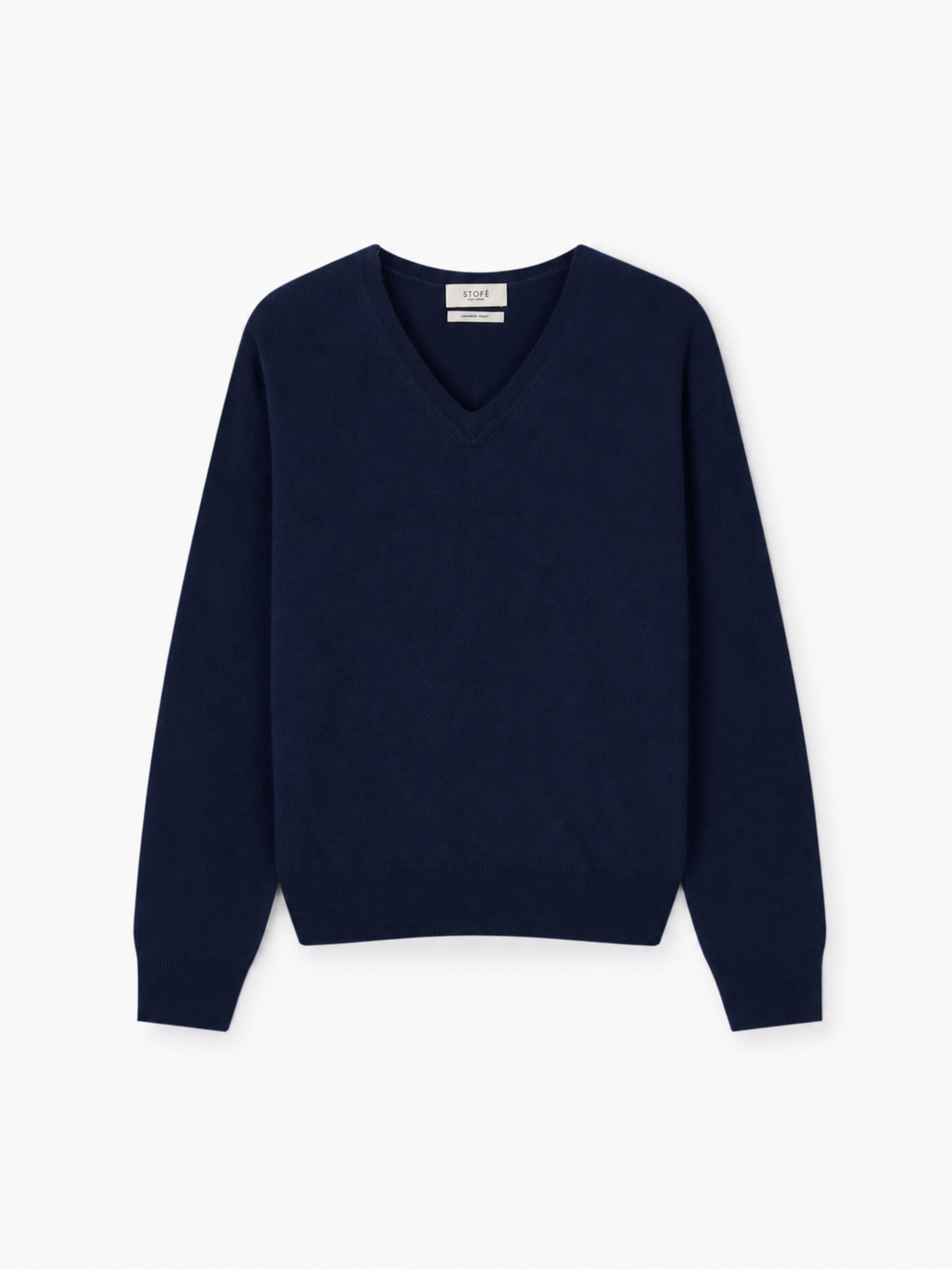 Standard V Neck Sweater in cashmere & wool_Deep Brown