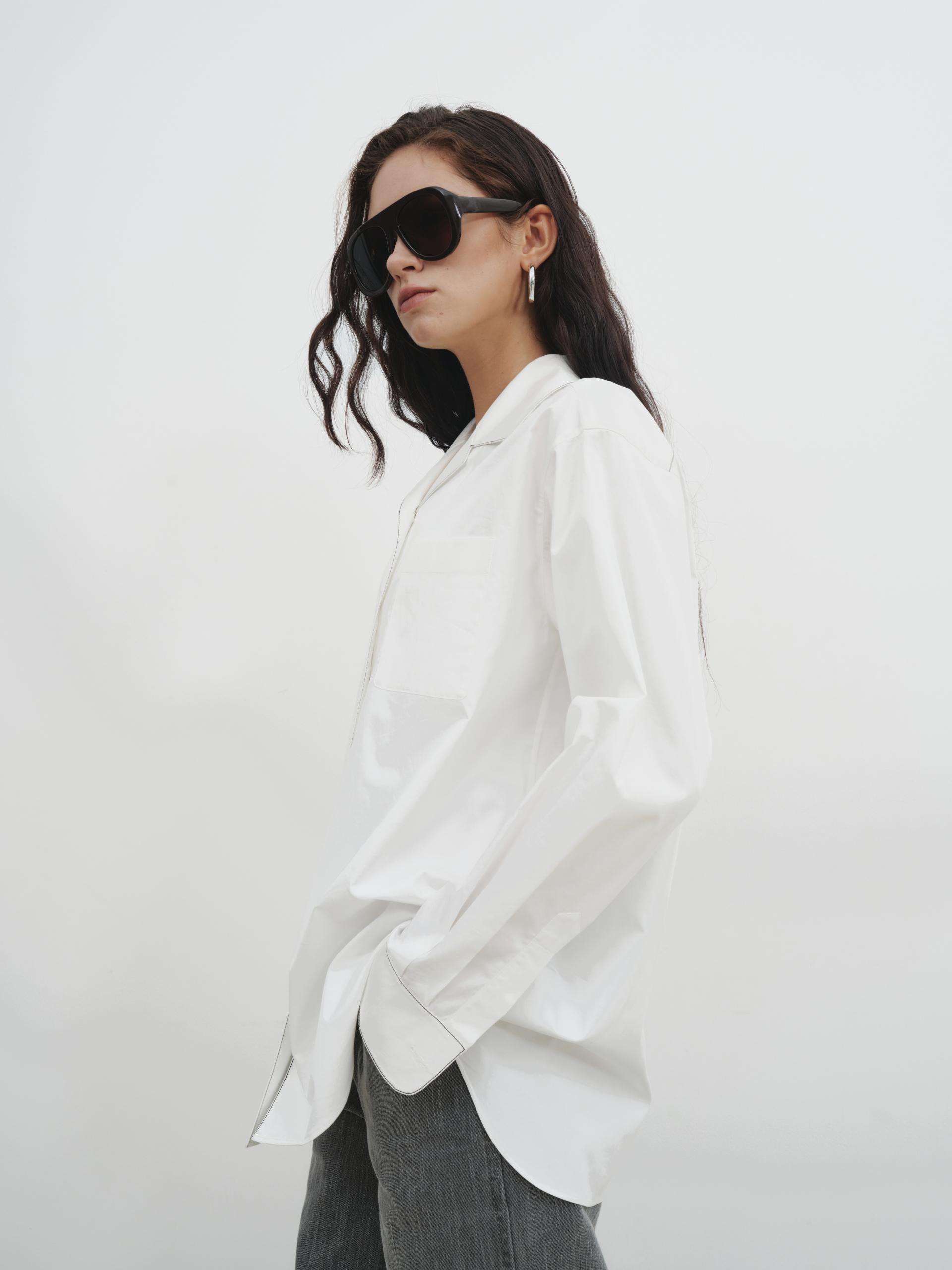 Notched collar shirt_White
