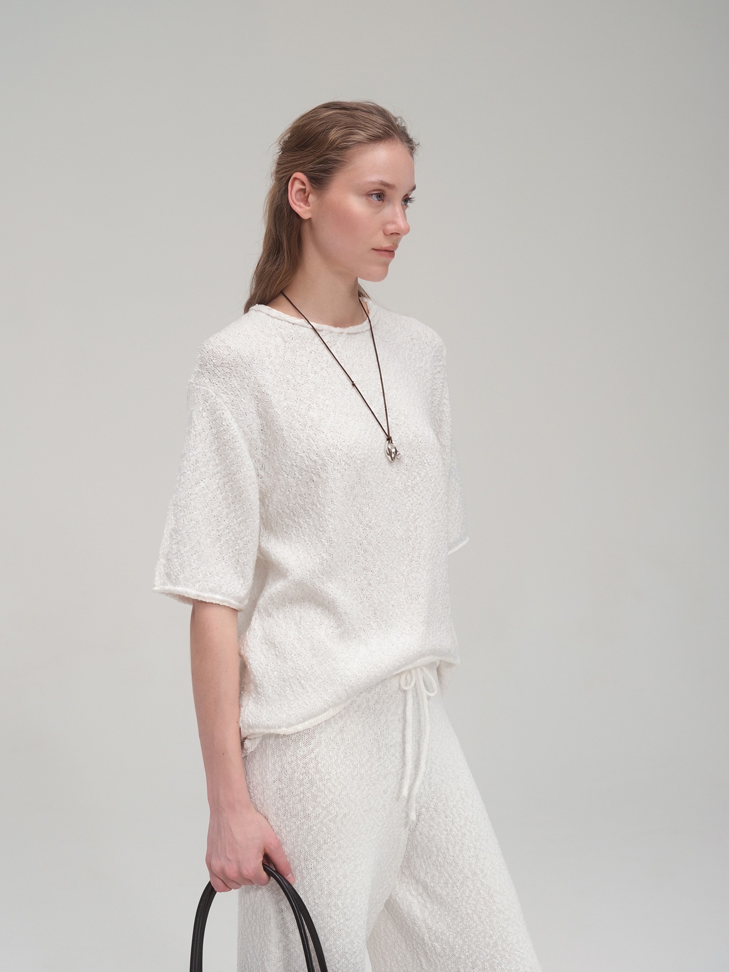 Cotton Summer Boucle Knit Set Up_White