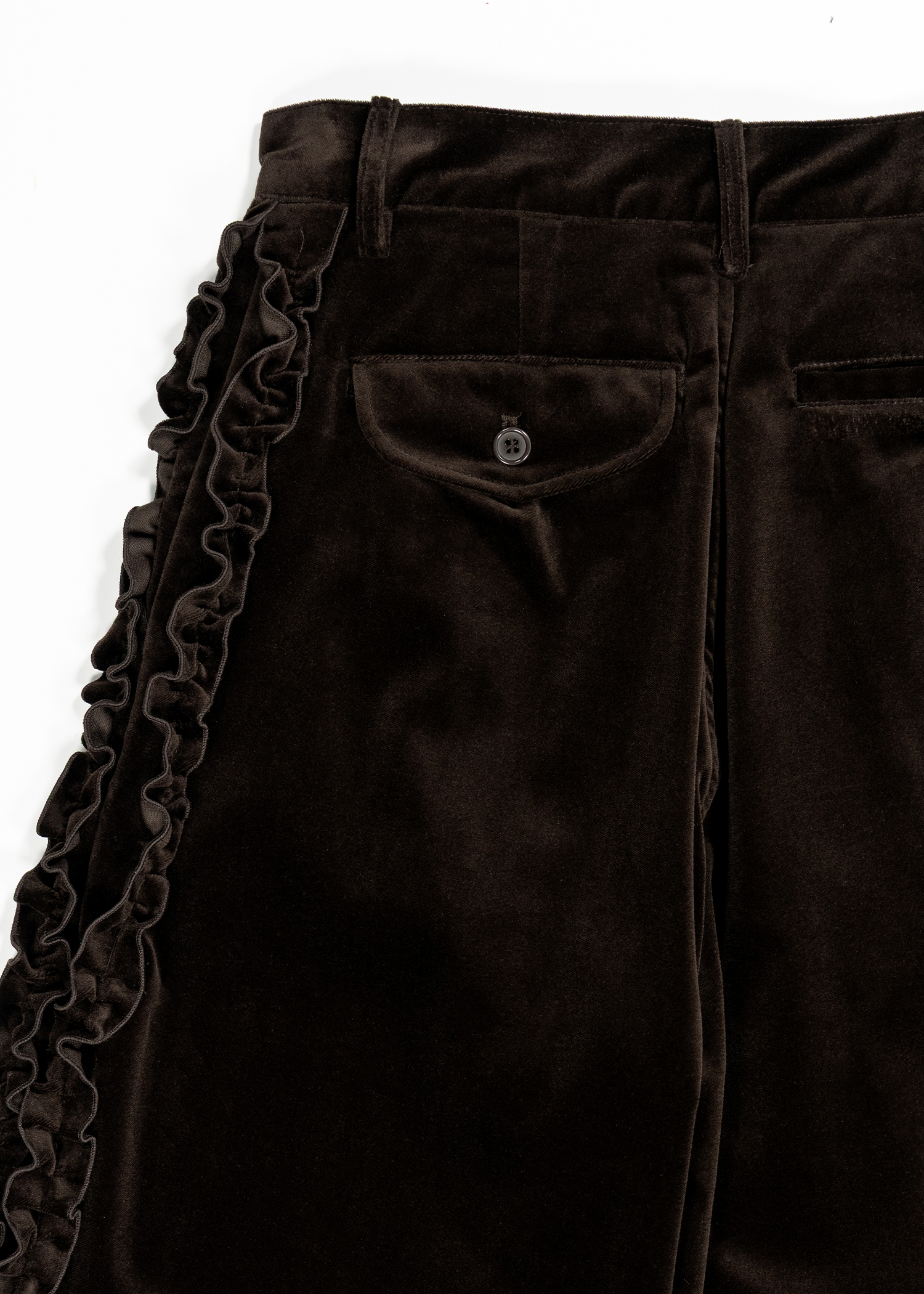 韓国商品/SAENGINSTUDIO RUFFLE COTTON VELVET CULOTTE PANTS RUFFLE COTTON VELVET CULOTTE PANTS - BROWN - 감도 깊은 취향