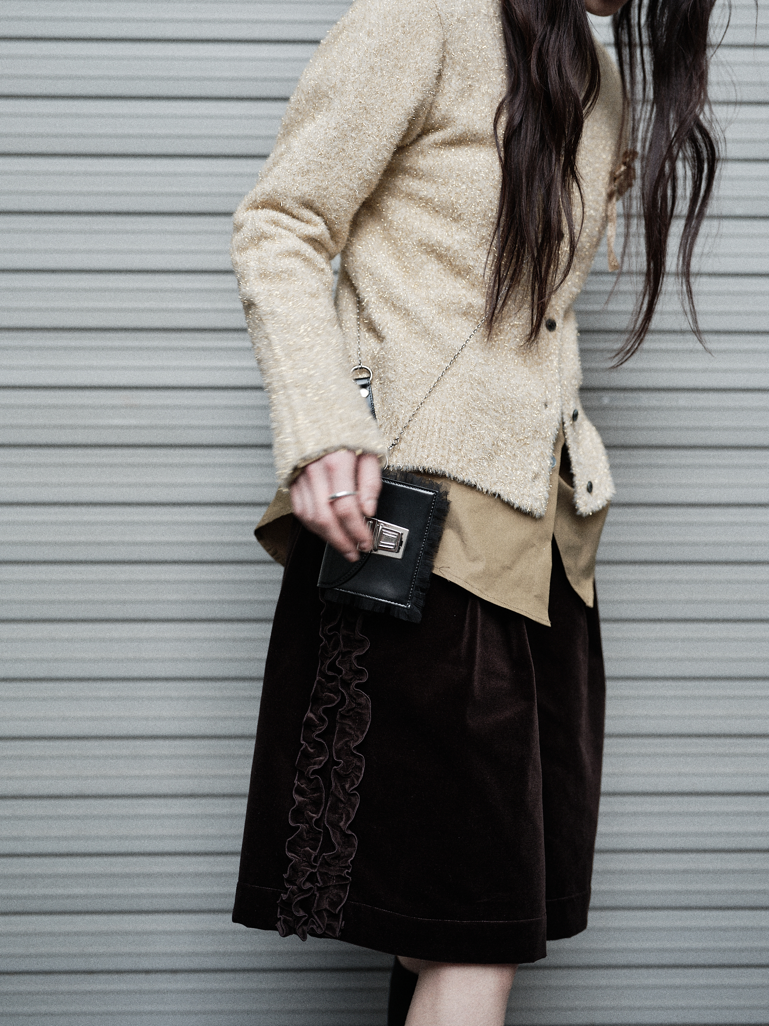 RUFFLE COTTON VELVET CULOTTE PANTS - BROWN - 감도 깊은 취향