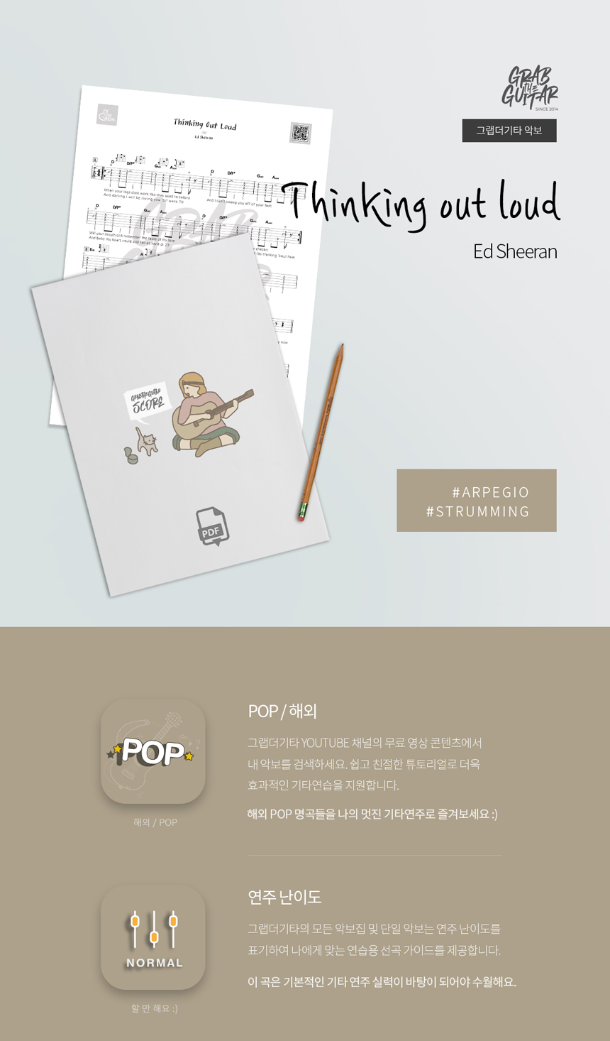 Thinking Out Loud Ed Sheeran kpop acoustic guitar sheet music tab pdf