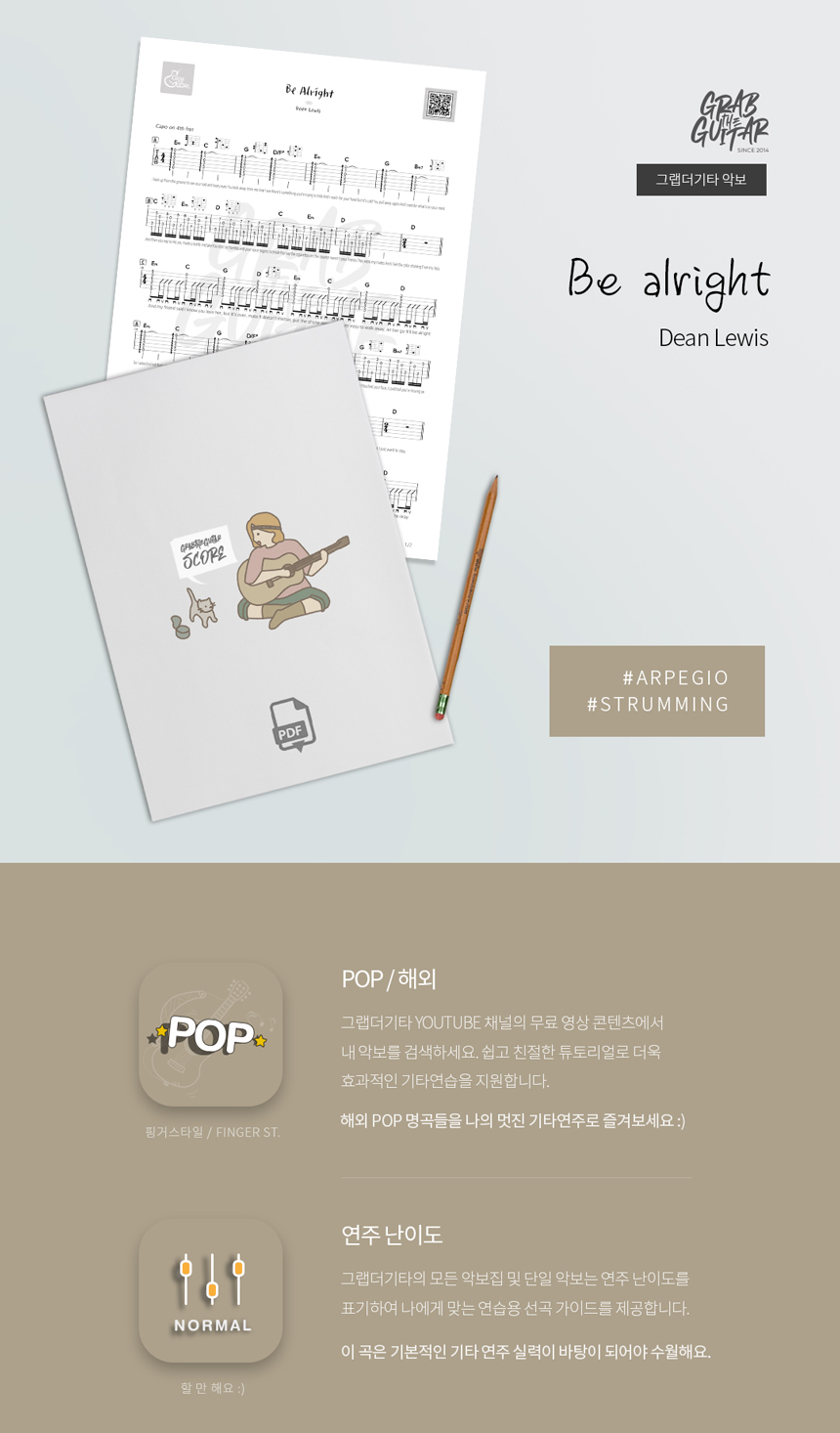 Be Alright Dean Lewis 통기타 타브악보 Acoustic Guitar Music Sheet TAB PDF