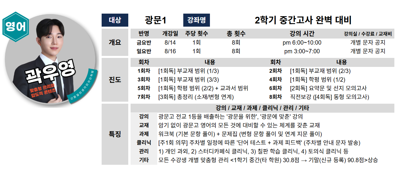 곽우영 주1회 상세 계획