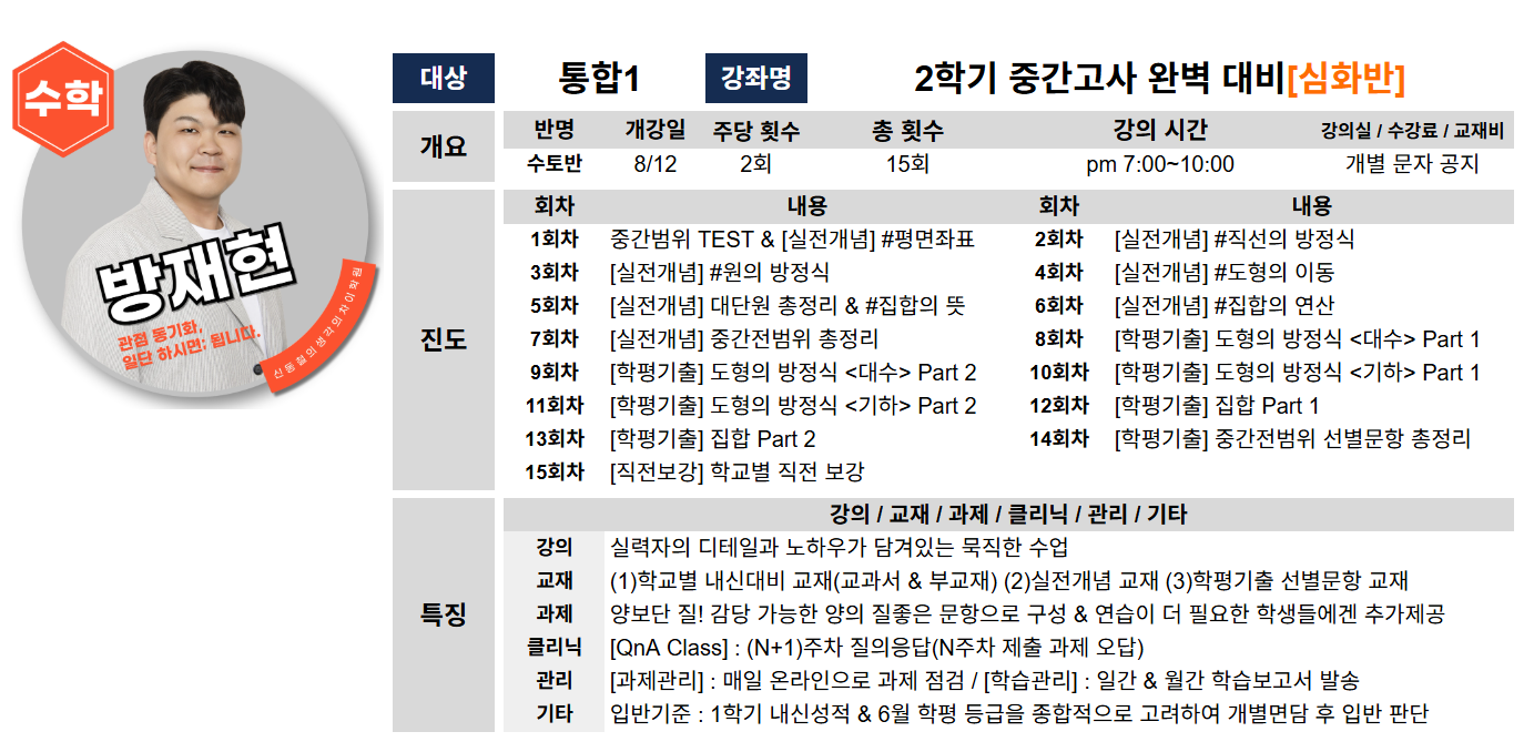 방재현 심화반 상세 계획