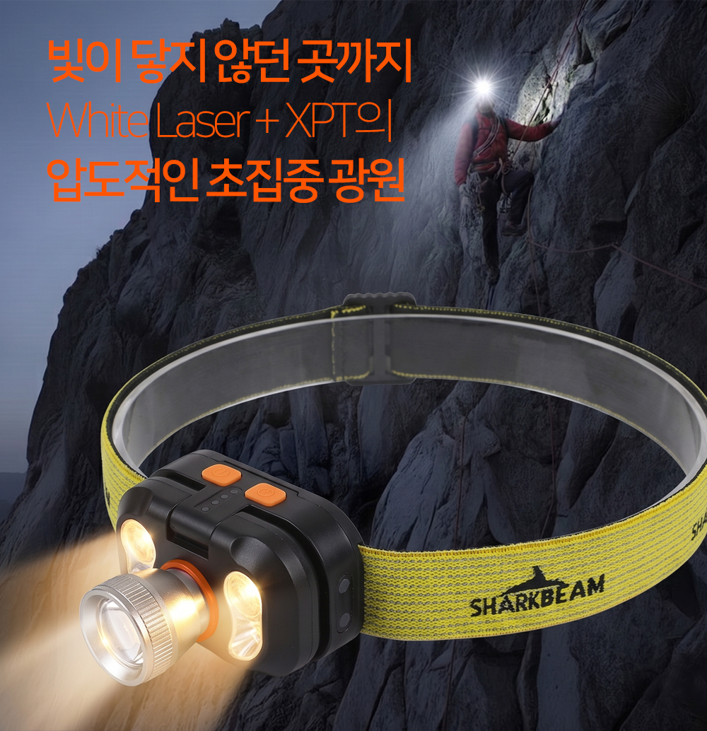 샤크빔 플립형 헤드랜턴 LED 충전식 모션센서 밴드형 해루질 등산 캠핑 낚시 자전거