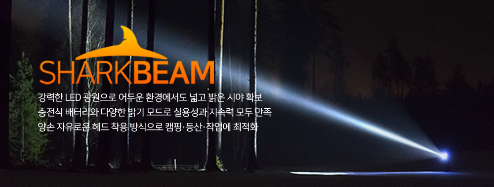 샤크빔 플립형 헤드랜턴 LED 충전식 모션센서 밴드형 해루질 등산 캠핑 낚시 자전거