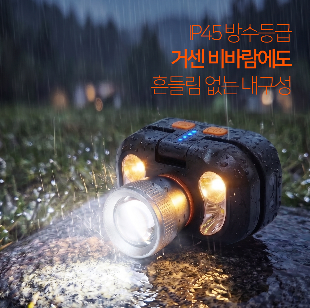 샤크빔 플립형 헤드랜턴 LED 충전식 모션센서 밴드형 해루질 등산 캠핑 낚시 자전거