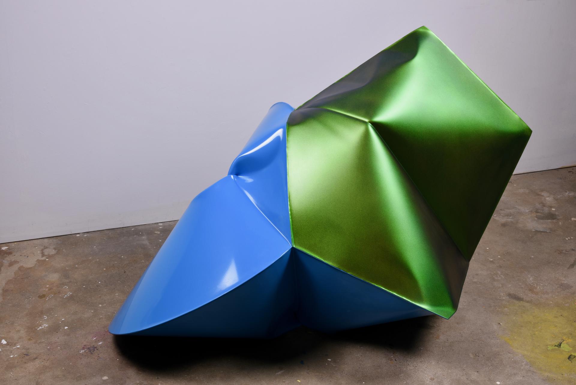 Jeremy Thomas, Ford Blue, 2021, Cold rolled steel, powder coat and urethane, 87.6 x 83.8 x 132 cm