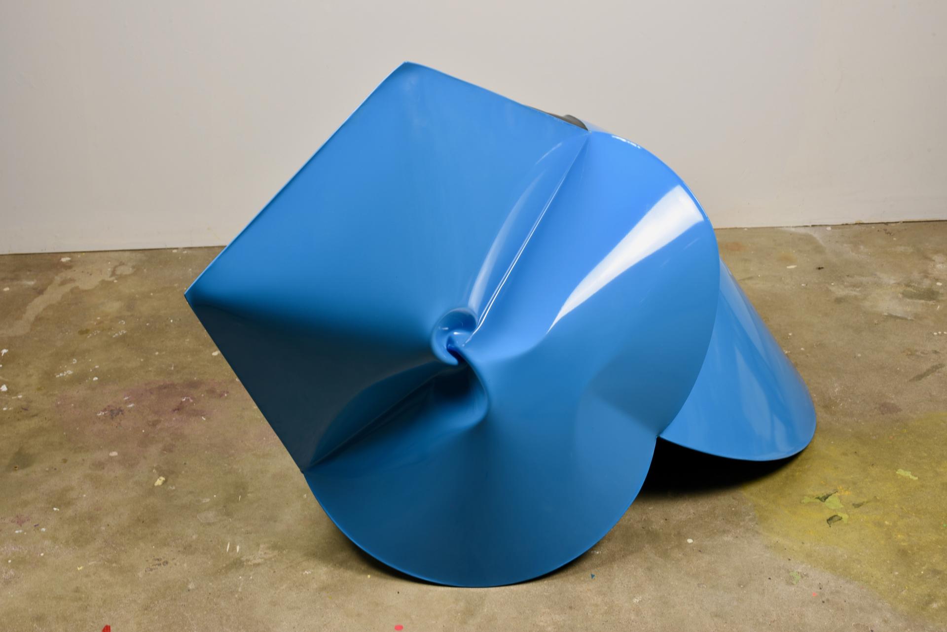 Jeremy Thomas, Ford Blue, 2021, Cold rolled steel, powder coat and urethane, 87.6 x 83.8 x 132 cm