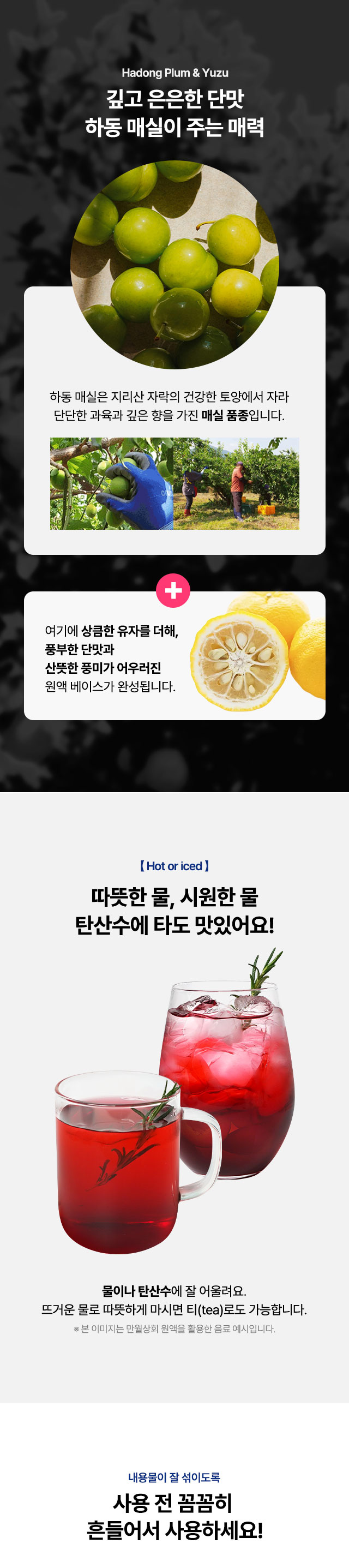 하동 매실과 고흥 유자의 향을 담은 저당 매실유자 원액의 풍미와 Hot·Ice 레시피 적용 이미지