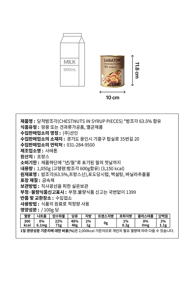 사바통 당적 밤조각 1050g