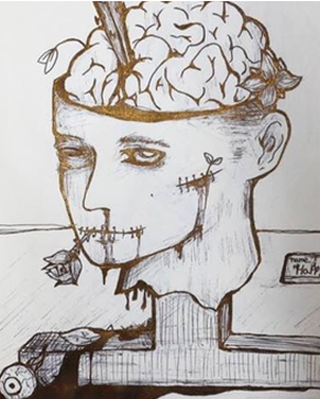 우울증과 자해로 입원 치료를 받고 있는 은주(가명)씨가 그린 그림▶