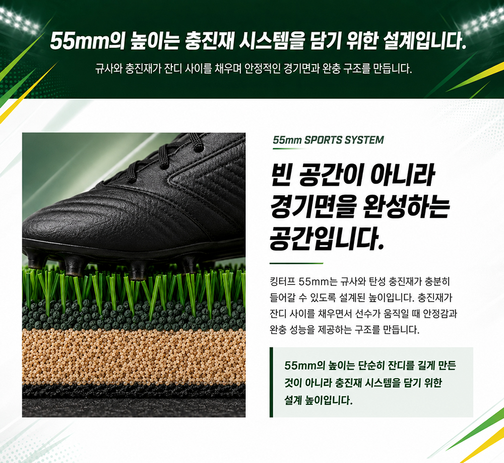 풋살메이커 킹터프55 풋살장 인조잔디 풀시공 패키지 규사 SEBS탄성칩 시공비 포함