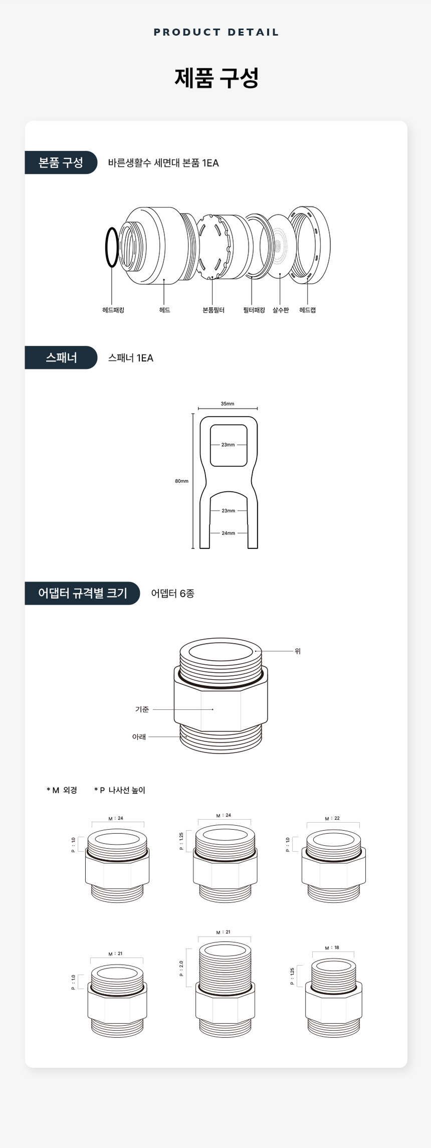 세면대 필터 (크롬/화이트)