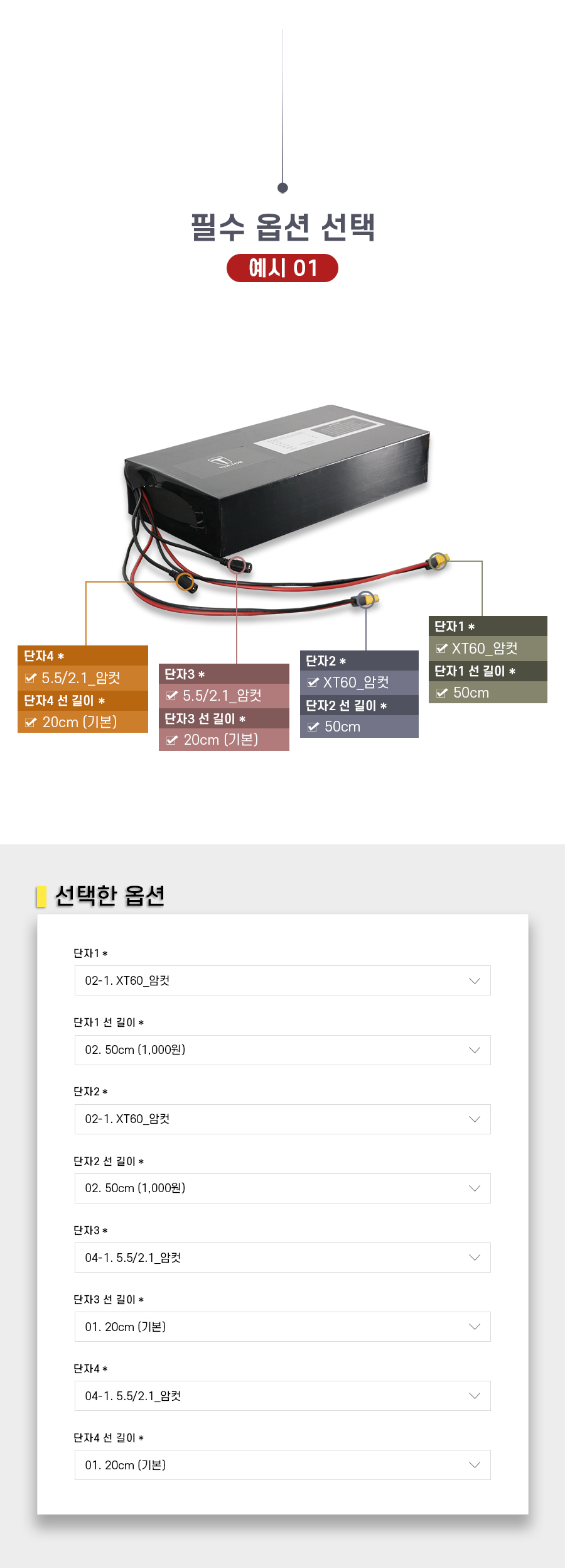볼턴, 리튬이온배터리 필수 옵션 선택 예시01