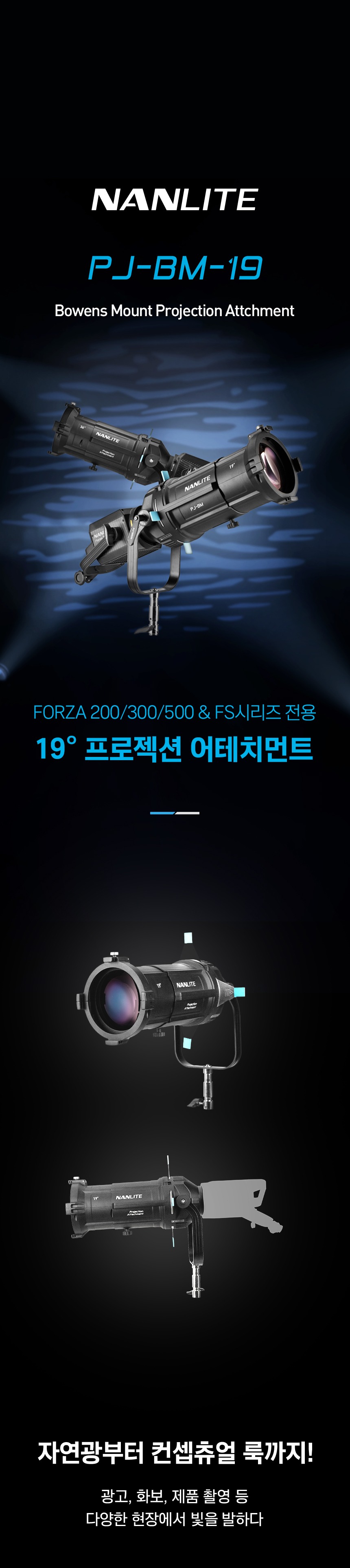 NANLITE PJ-BM-19 프로젝션 어테치먼트 / 포르자 Forza200~500 FS시리즈 호환 상세 정보 1