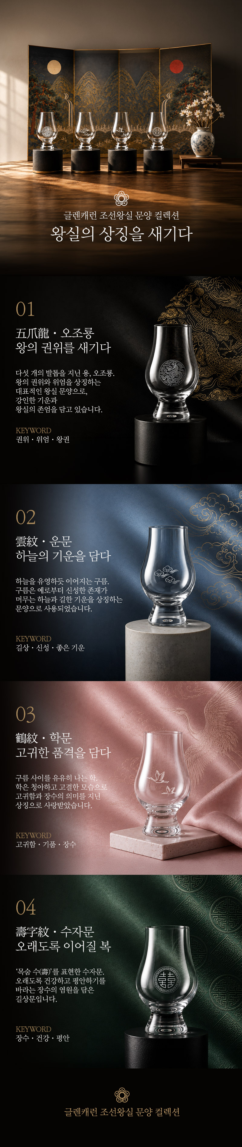 글렌캐런 글래스(STD) 조선왕실 문양 에디션 각인 글래스