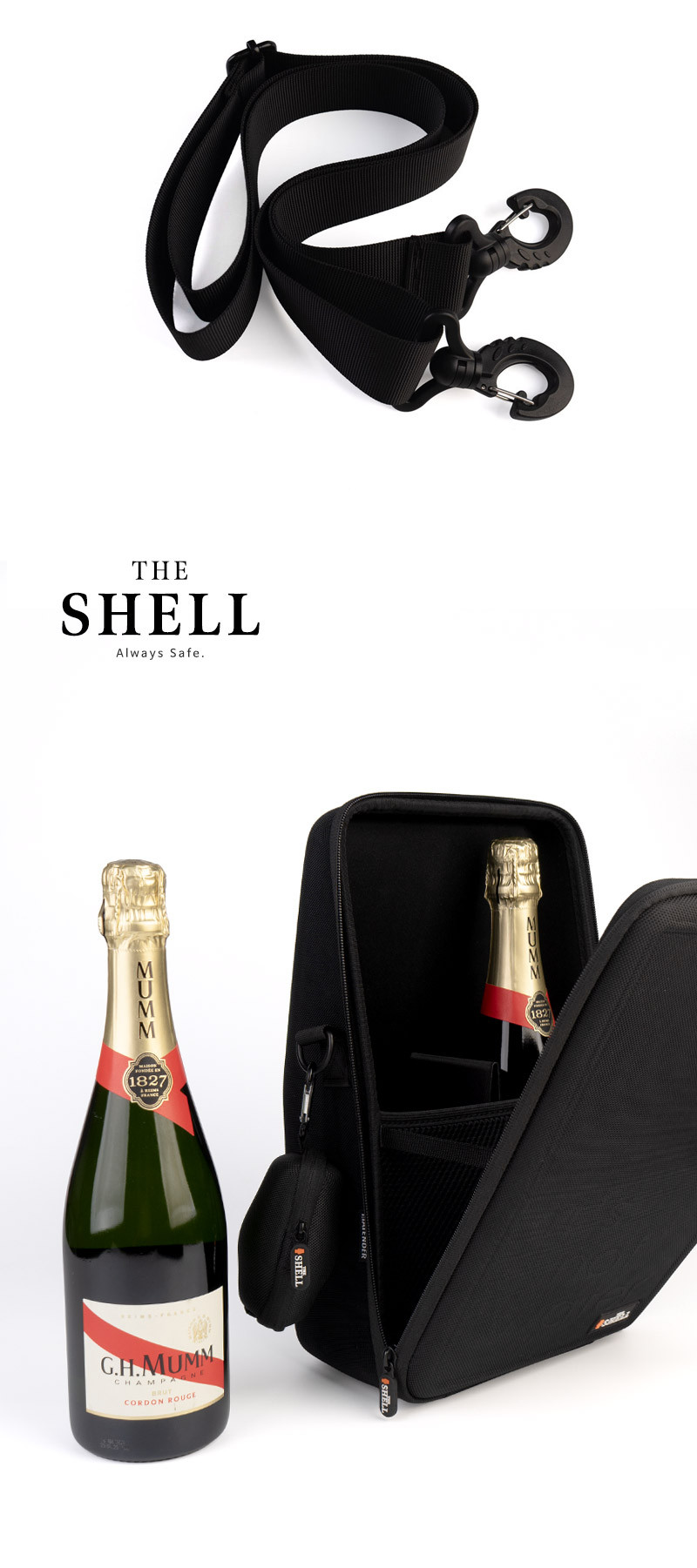 [마텐더]THE SHELL 더쉘 투보틀캐리어 위스키&와인 2병수납 보틀가방 하드쉘 케이스