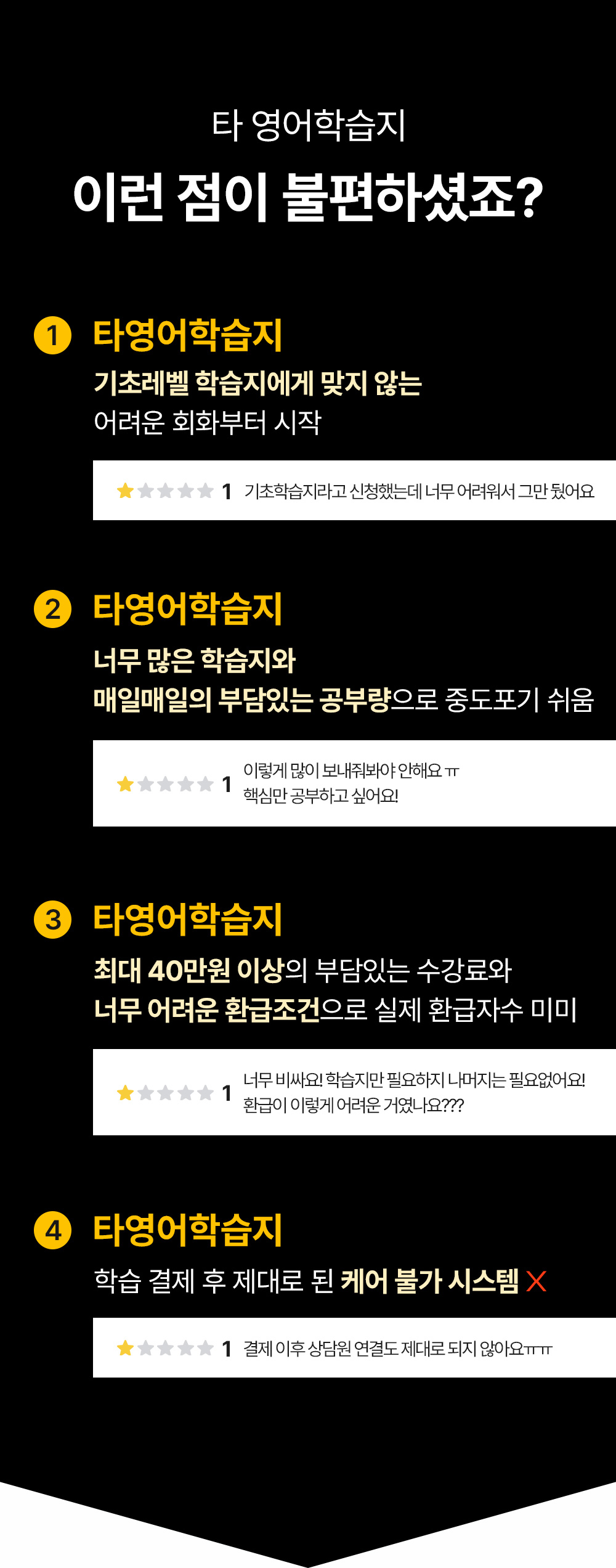 타 영어학습지의 불편한 점