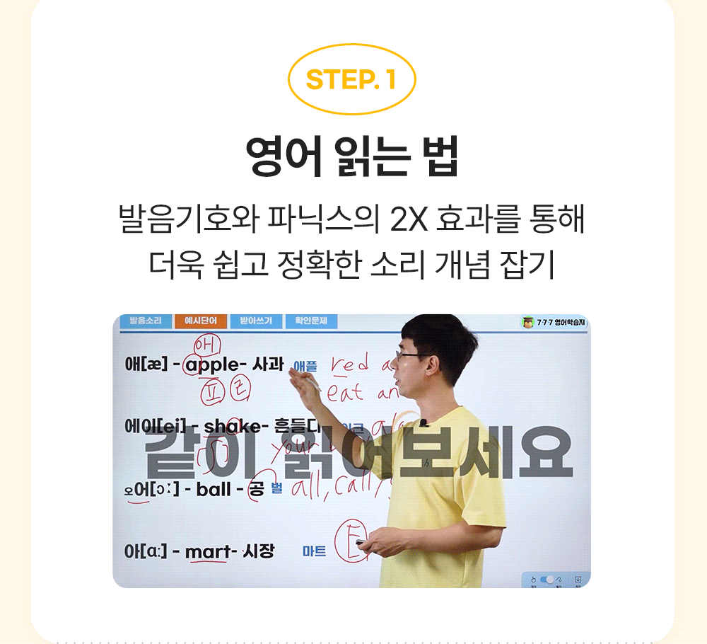 777영어학습지 초급편 영어 읽는 법 성인파닉스