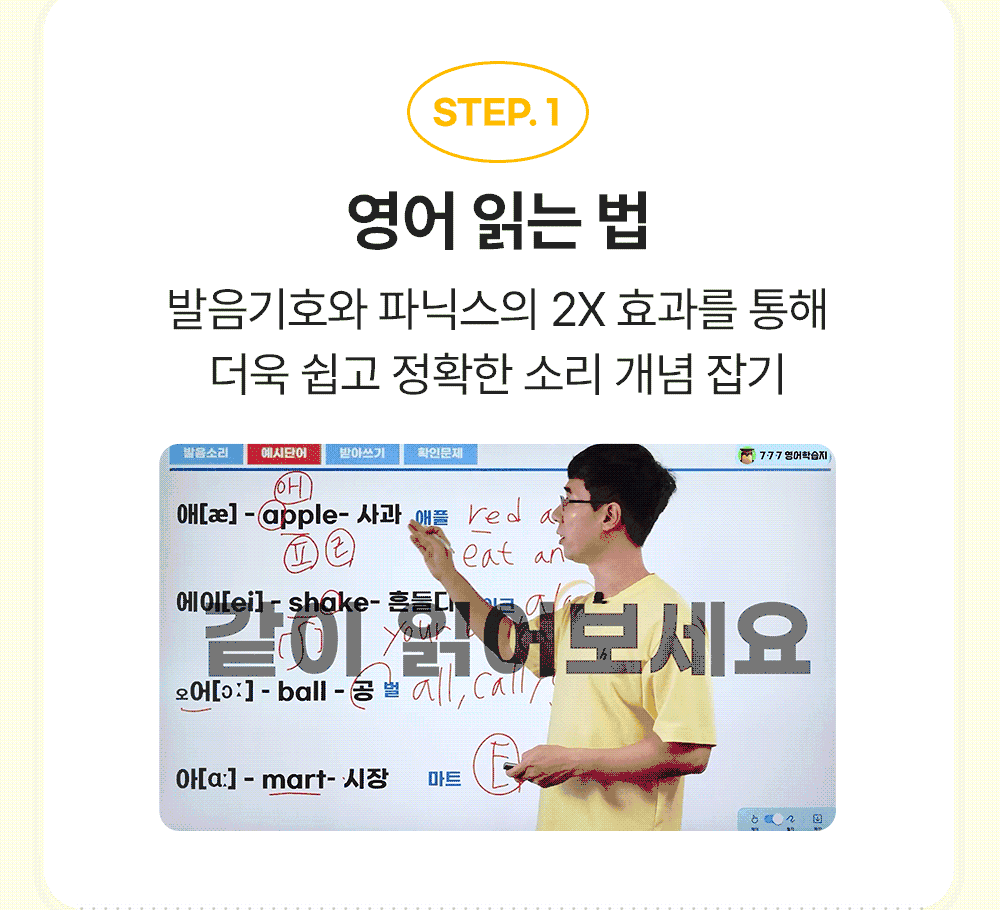 777영어학습지 초급편 영어 읽는 법 성인파닉스