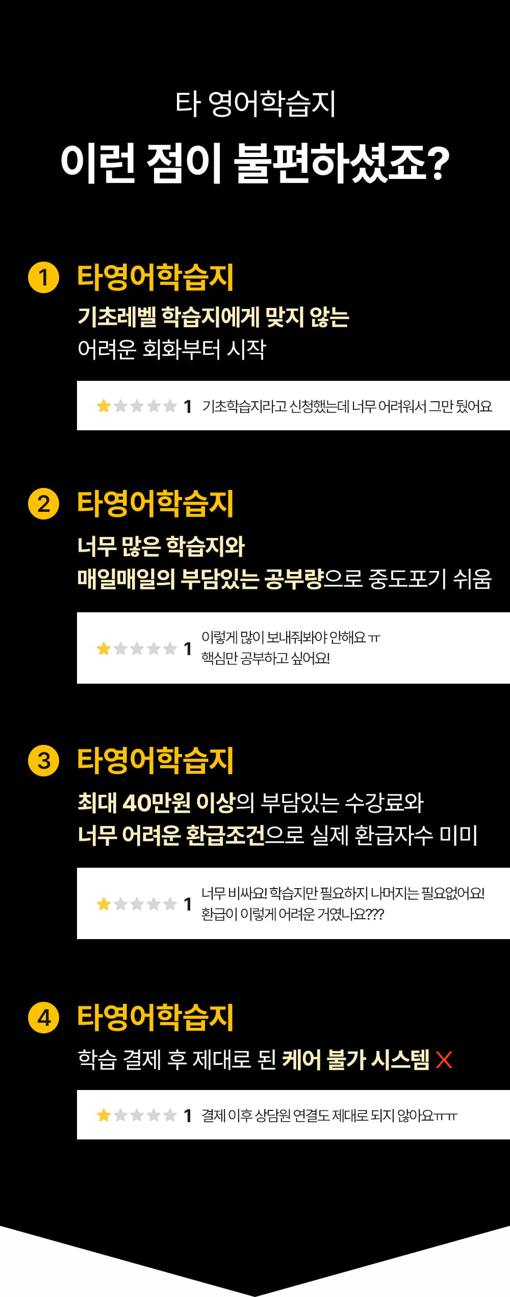 타 영어성인학습지의 불편한 점