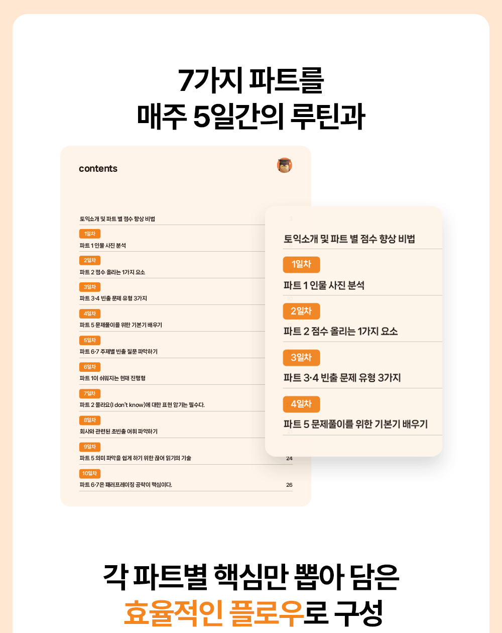 토익 전 파트를 매 주 5일 동안 토익공부하는 루틴