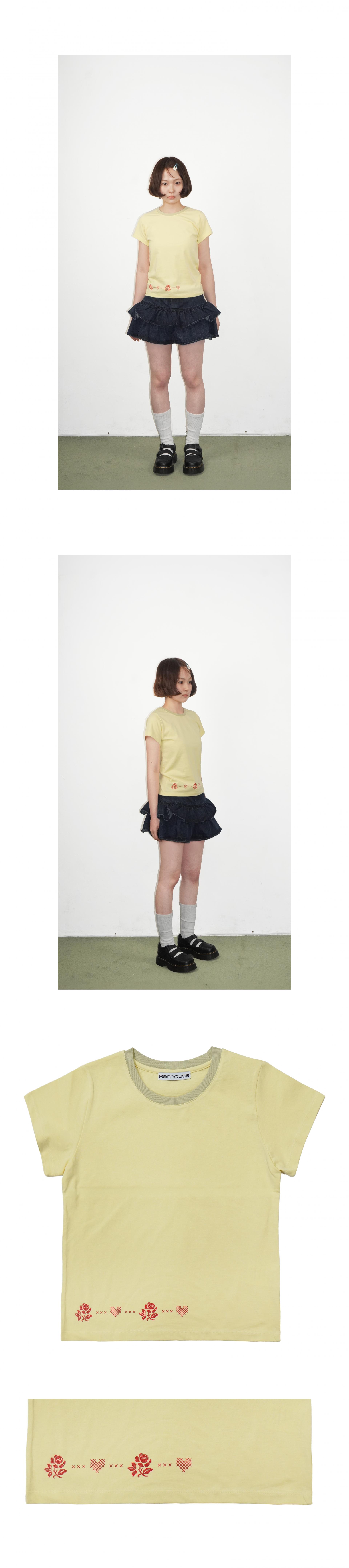 FLOWER STITCH T SHIRTS YELLOW