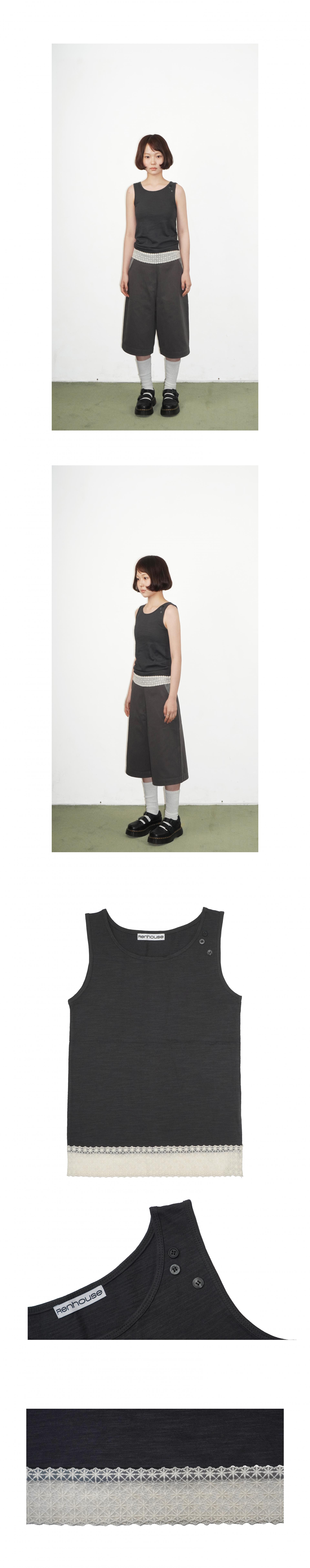3-BUTTON SLEEVELESS CHARCOAL