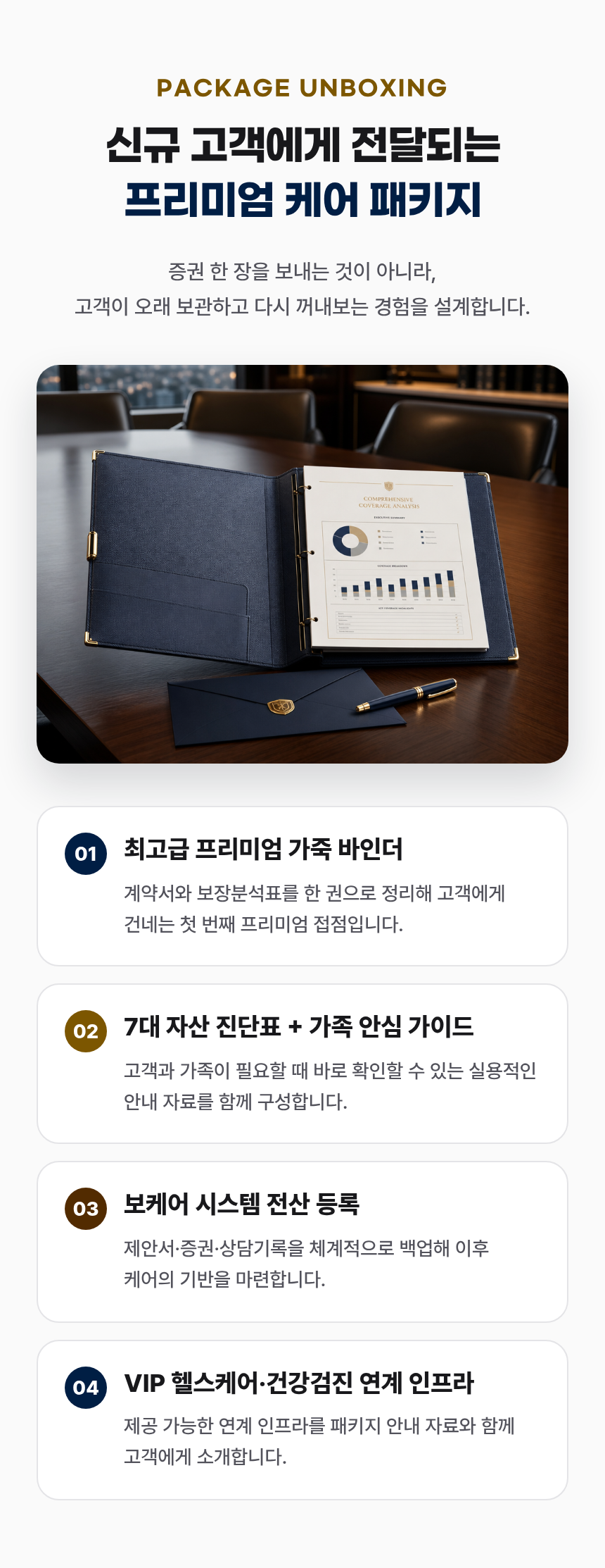 신규 고객용 (가죽 증권 바인더 포함) 고객관리 패키지