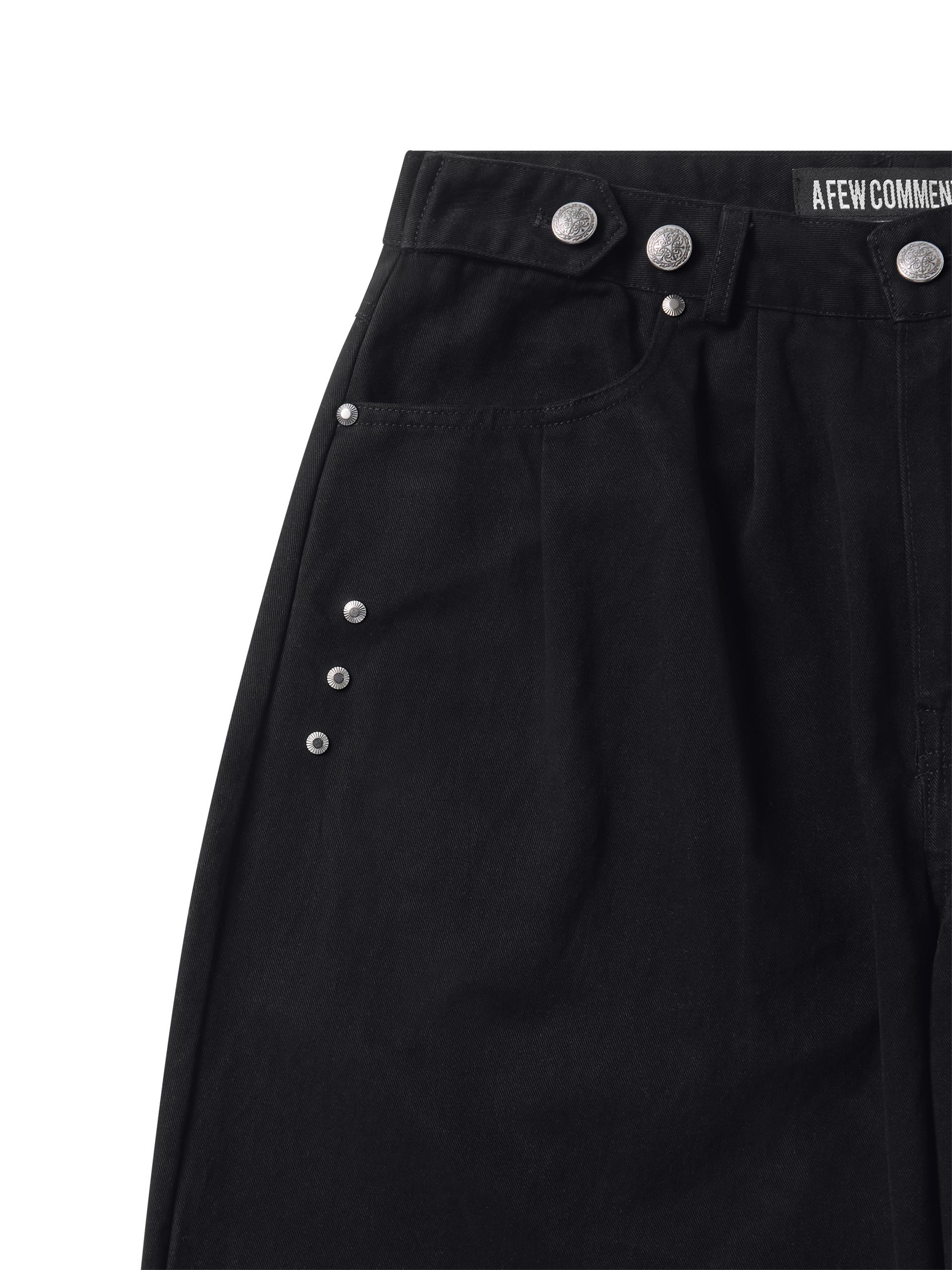 Washed metal button chino pants black