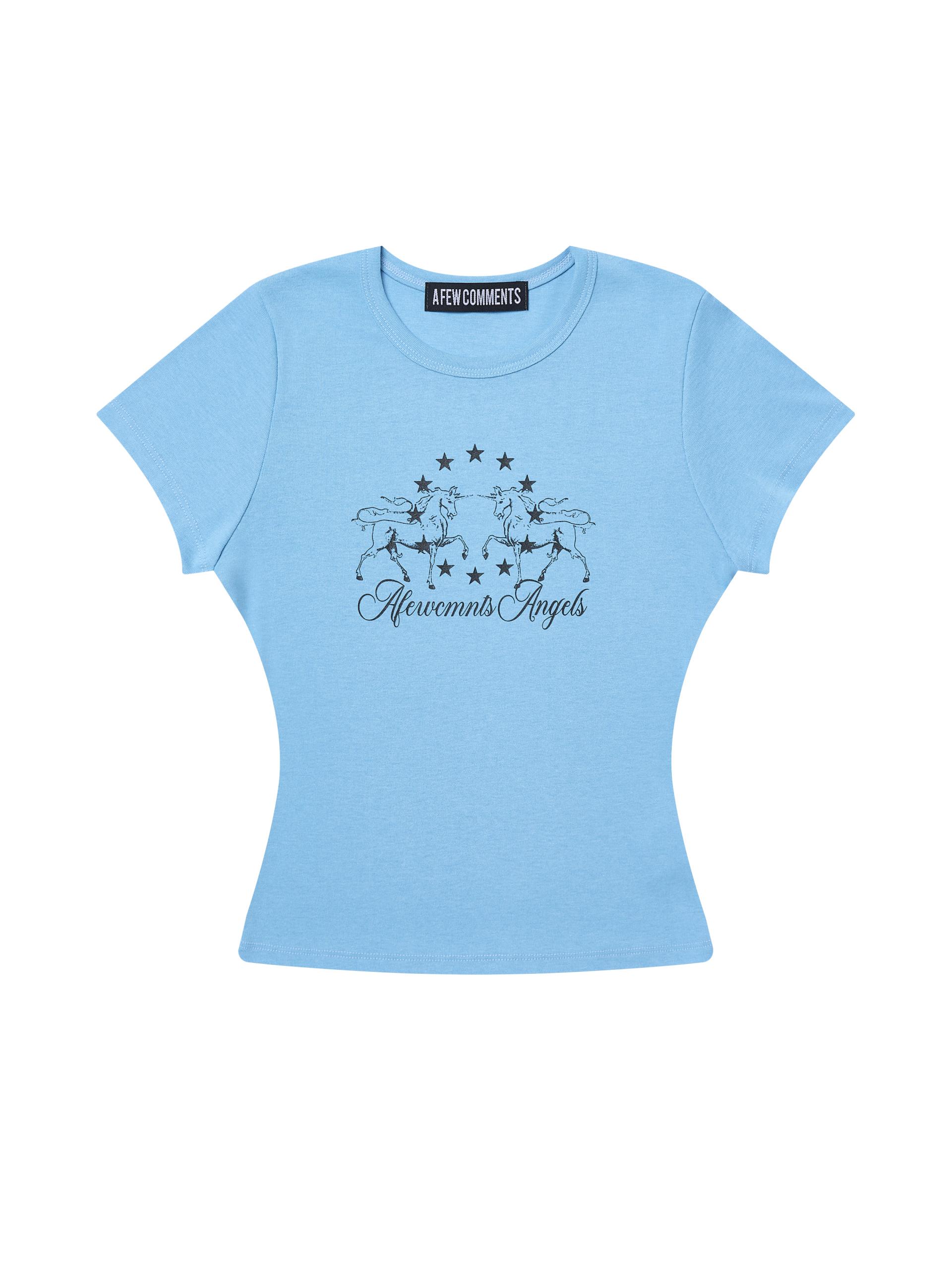 Horse star logo tee sky blue