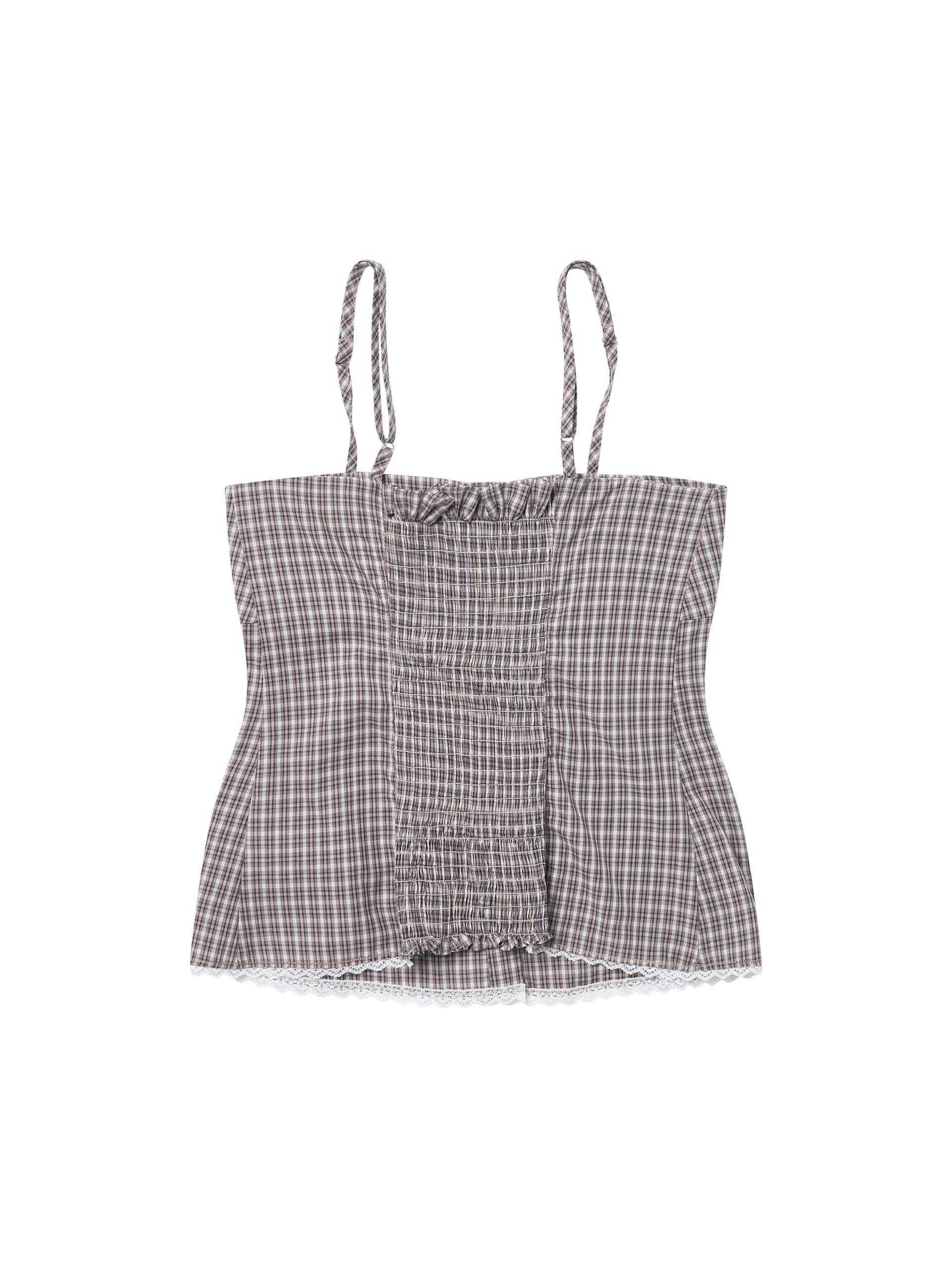 Laced bustier top beige