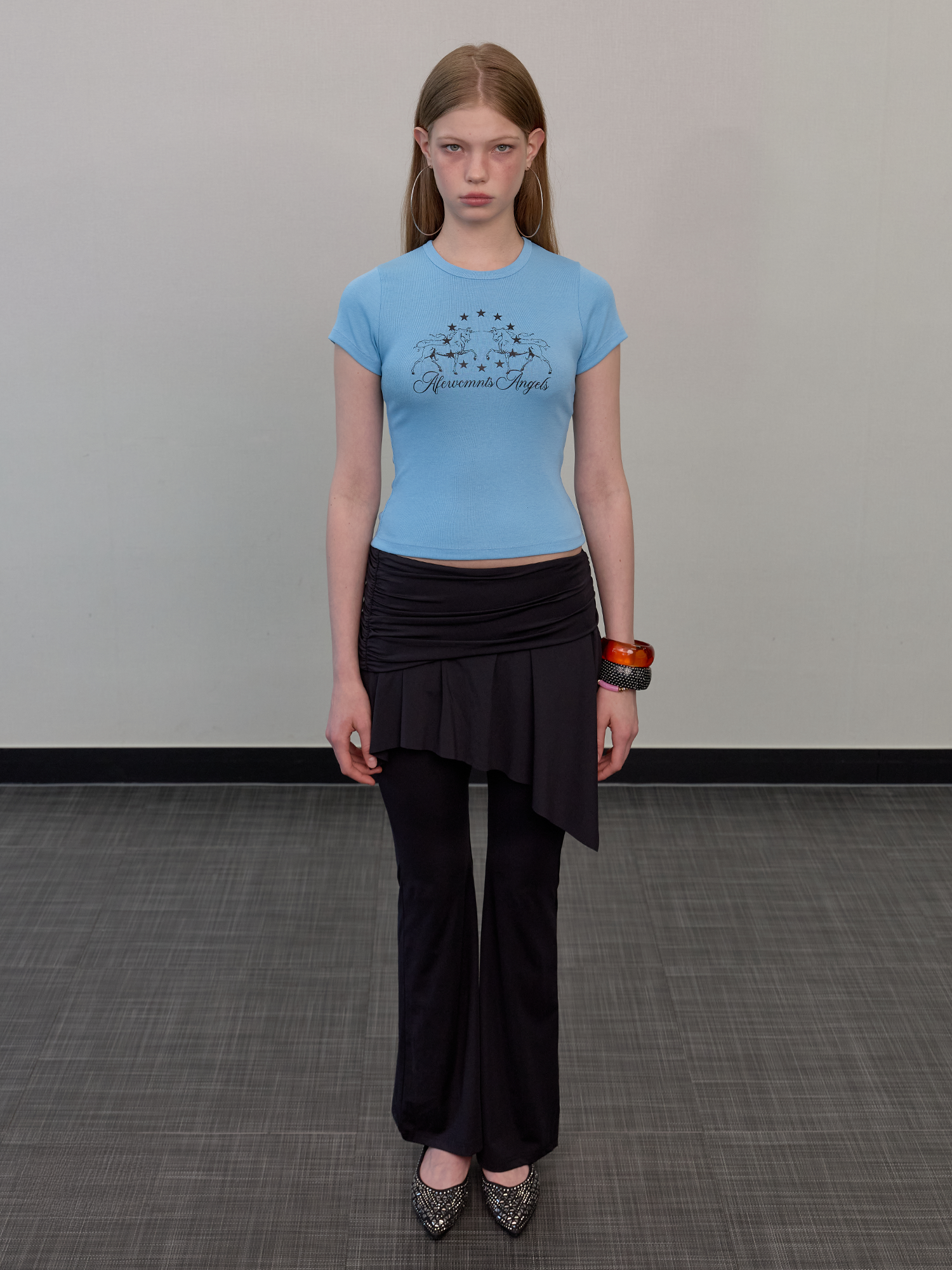 Horse star logo tee sky blue