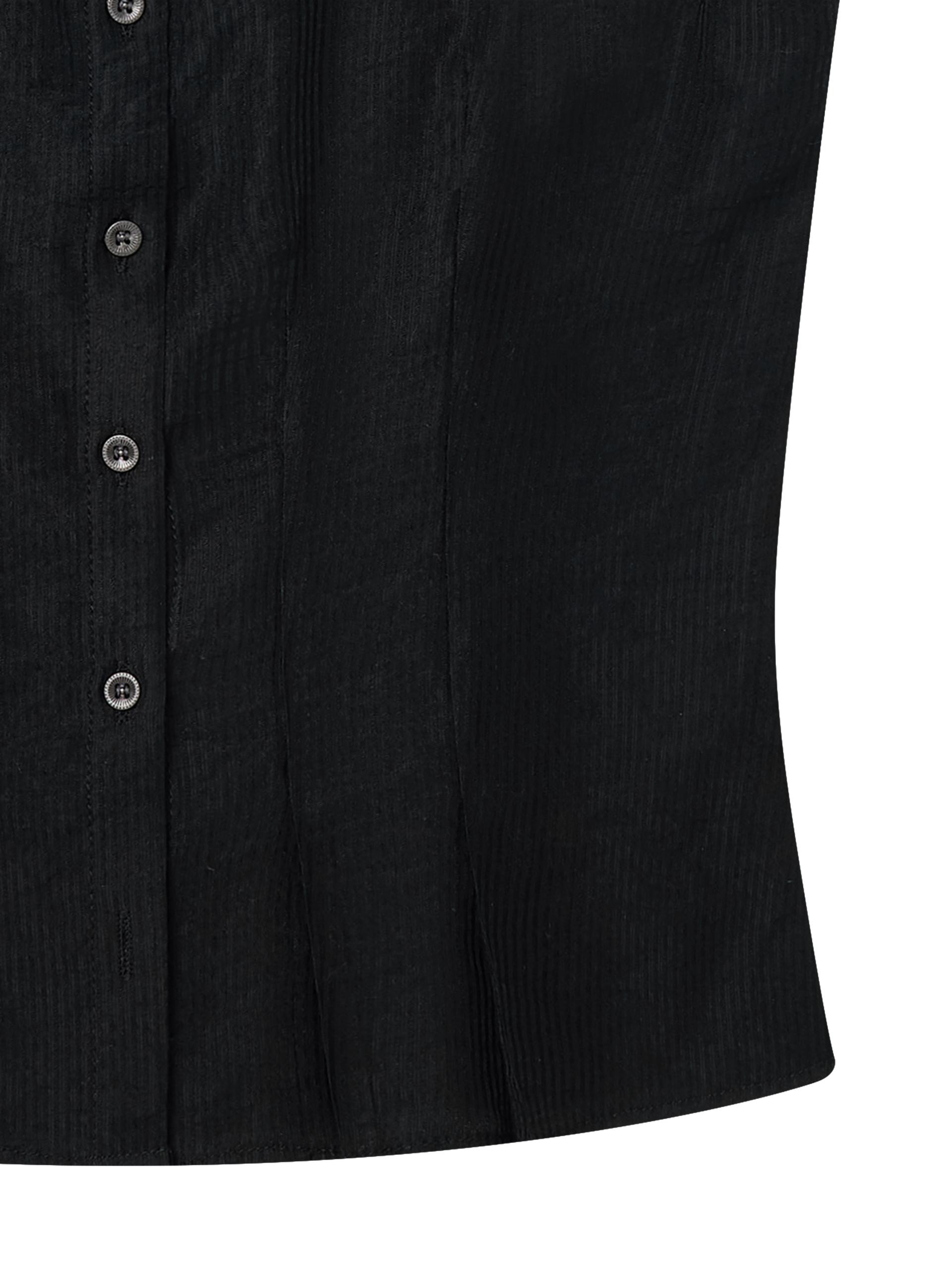 Metal button pleated blouse black
